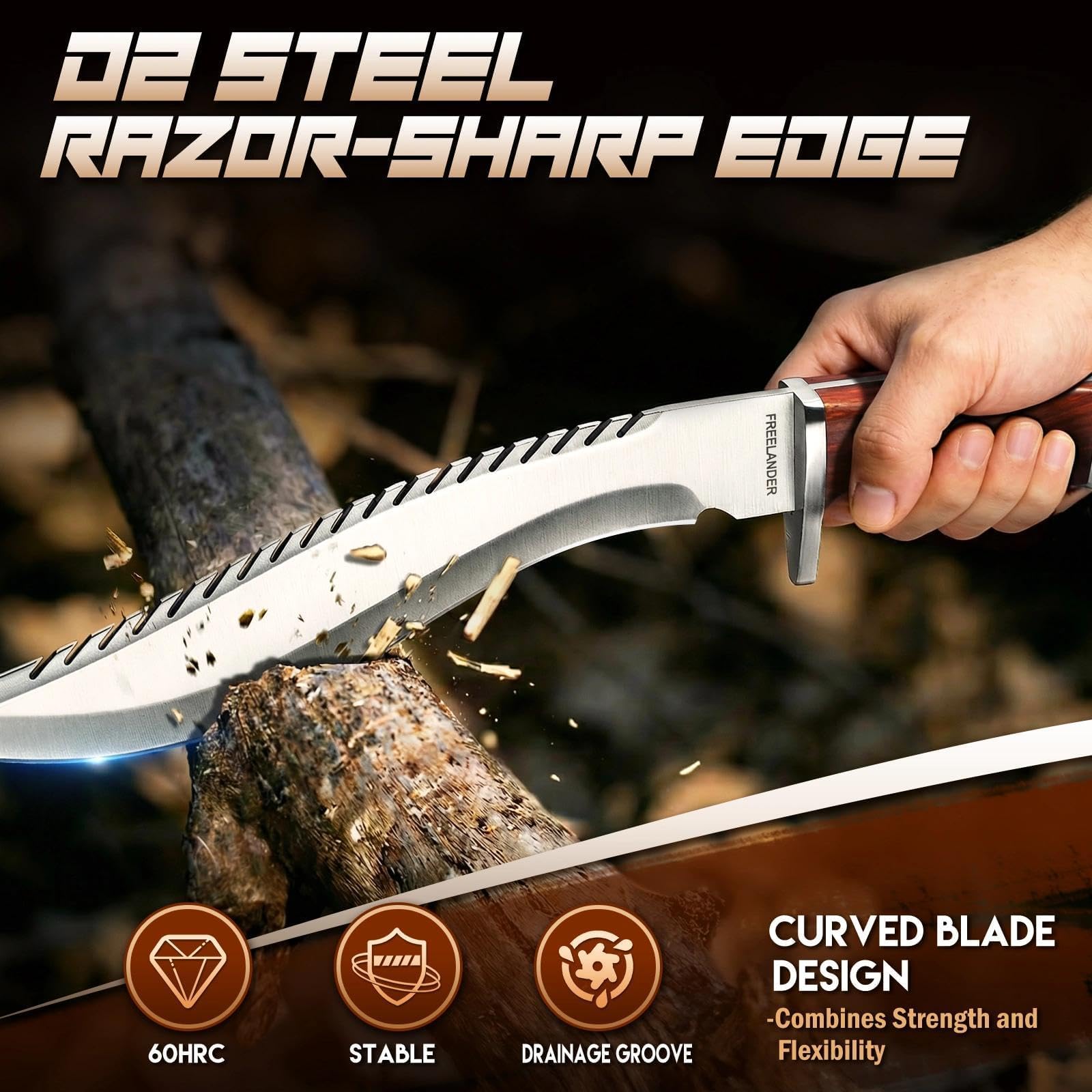 Freelander Survival Machete Scharf Echt und Beil Axt Set 3-teilig, 20CM Camping Beil Kleine Leichte