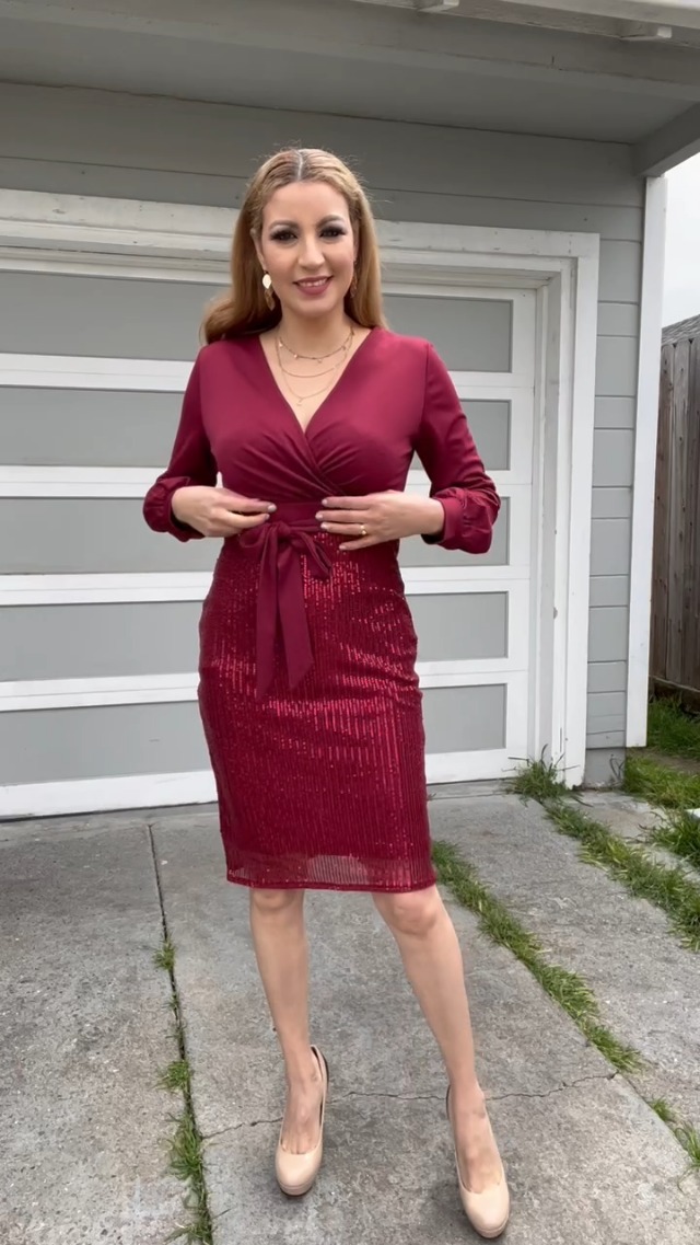 grace karin red dress Sequin Lace Stitching Sweetheart Neck Dress