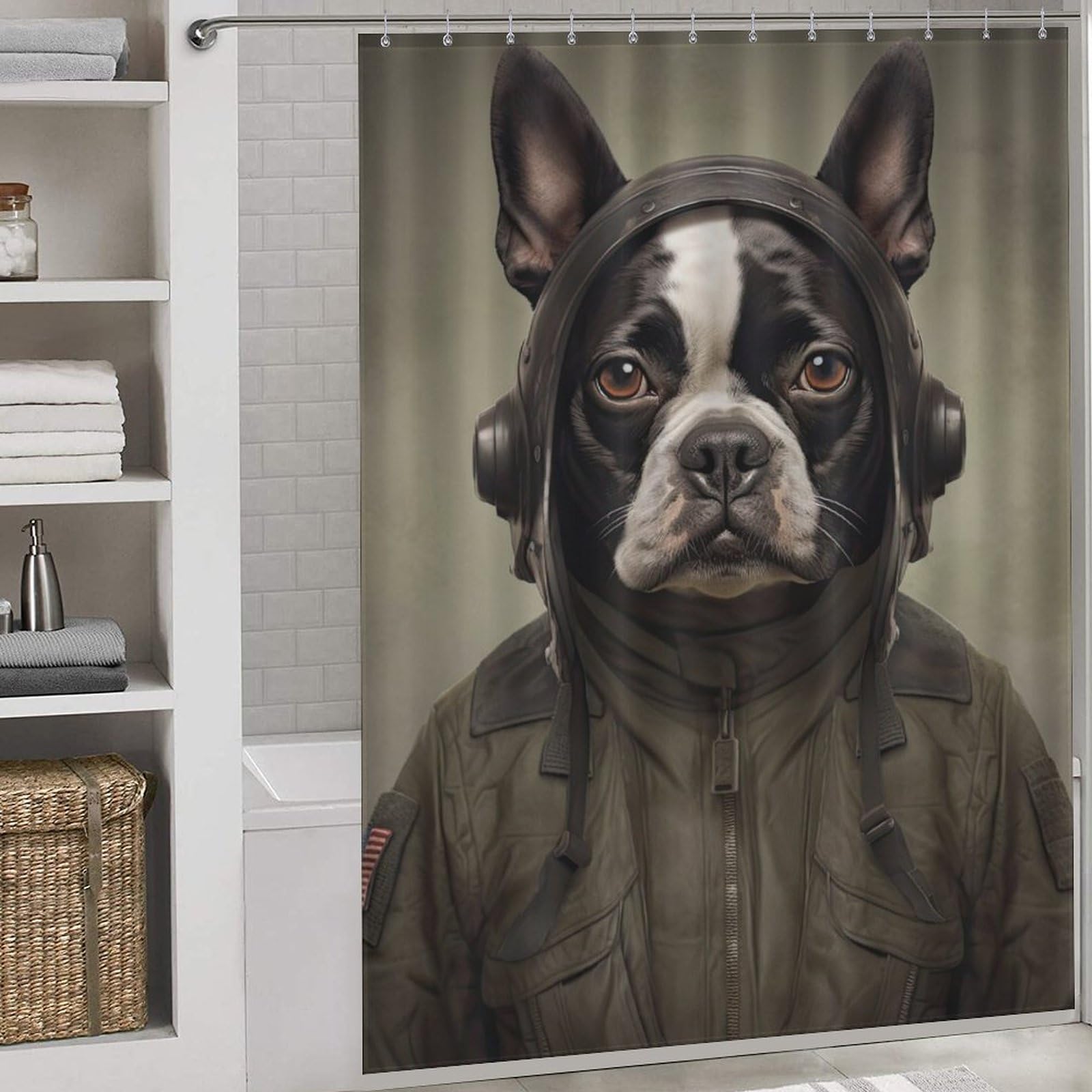 Rideau de douche Boston Terrier idéal pour cabines et baignoires modernes