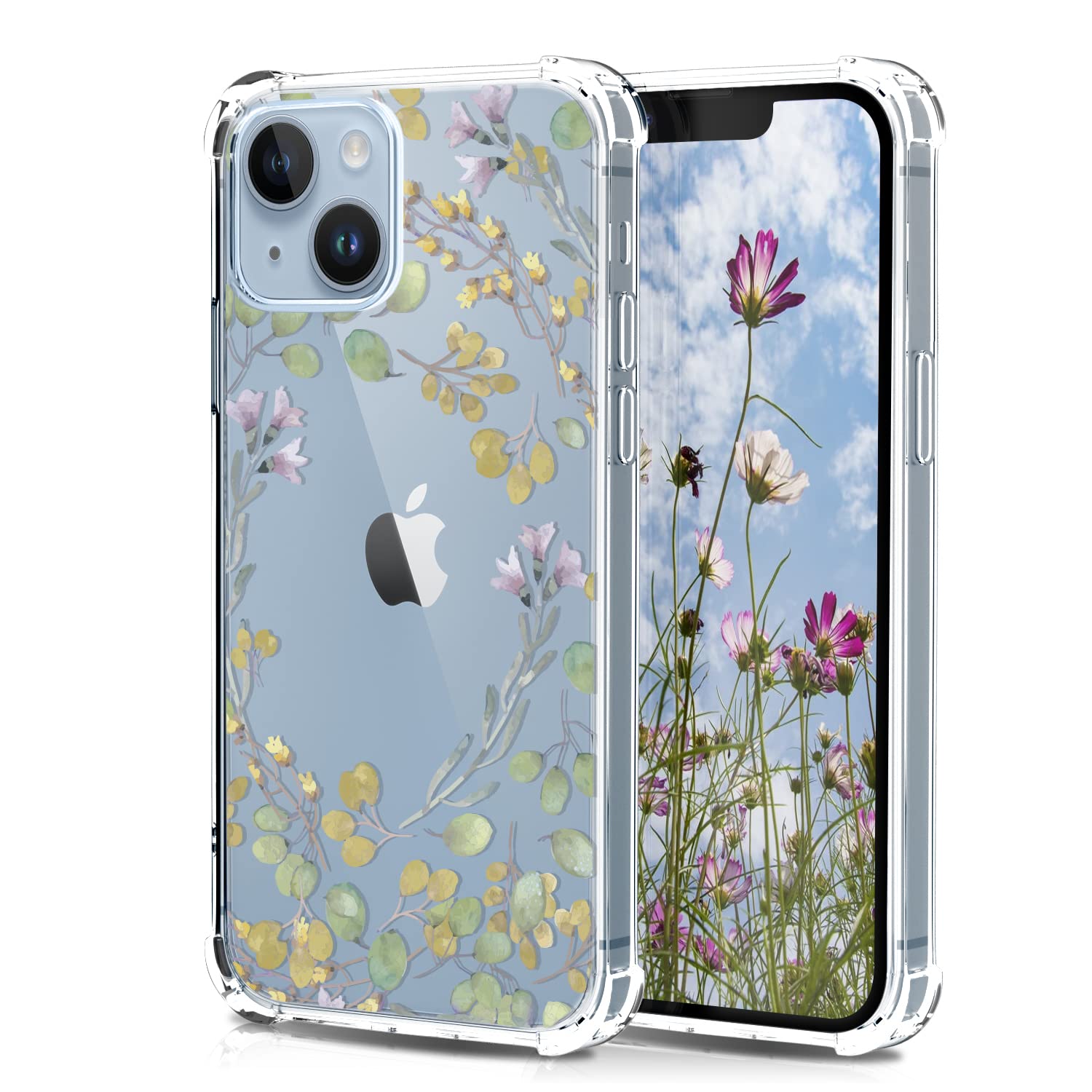 YEPO Designed for iPhone 14 Plus Case Floral, Clear Flower Soft & Flexible Shockproof Flower Women Mobile Phone Cover for iPhone 14 Plus 6.7"