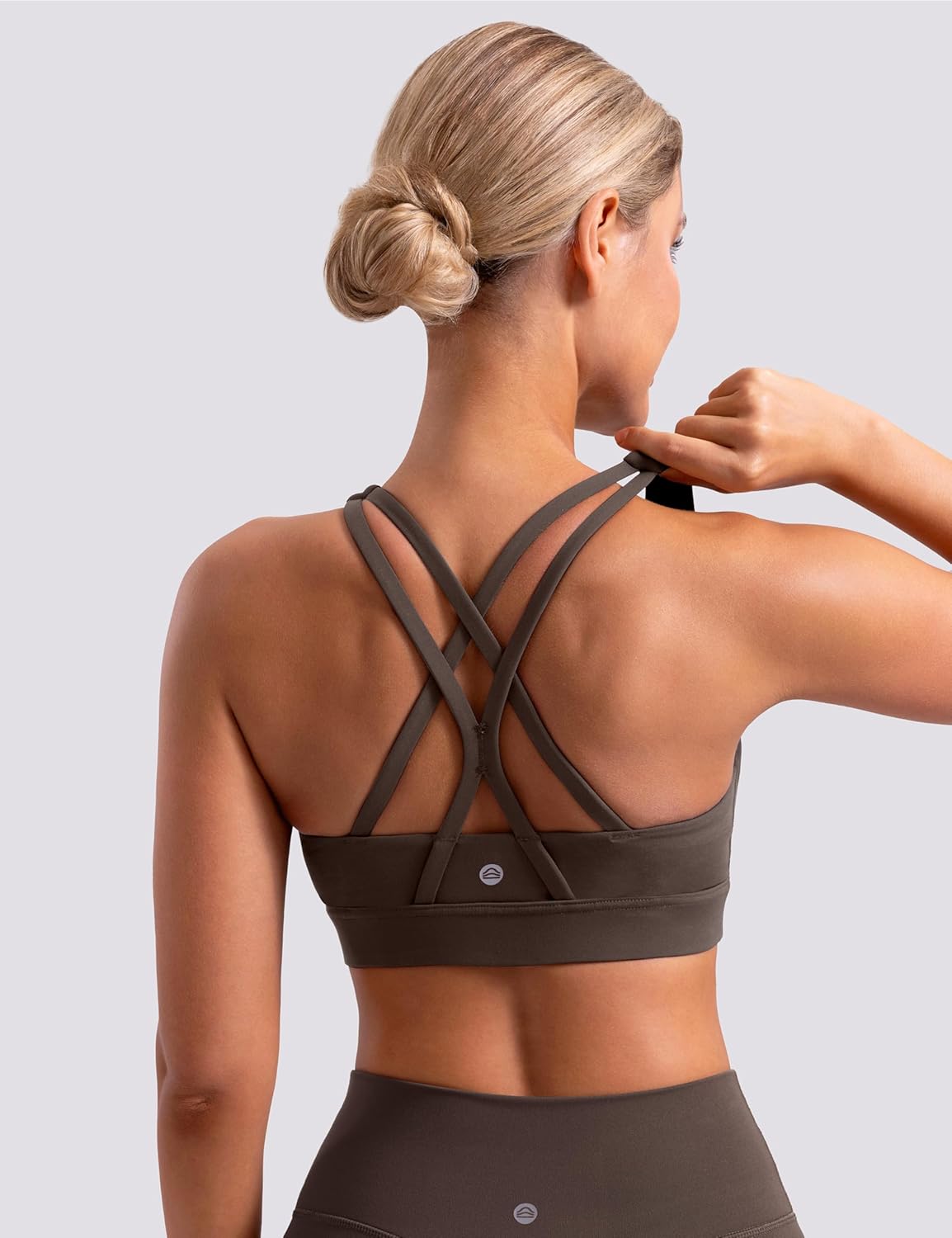 ENERBLOOM Sports Bras for Women Padded Criss Cross Back Yoga Tank Tops Medium Support Strappy Workout Removable Cups