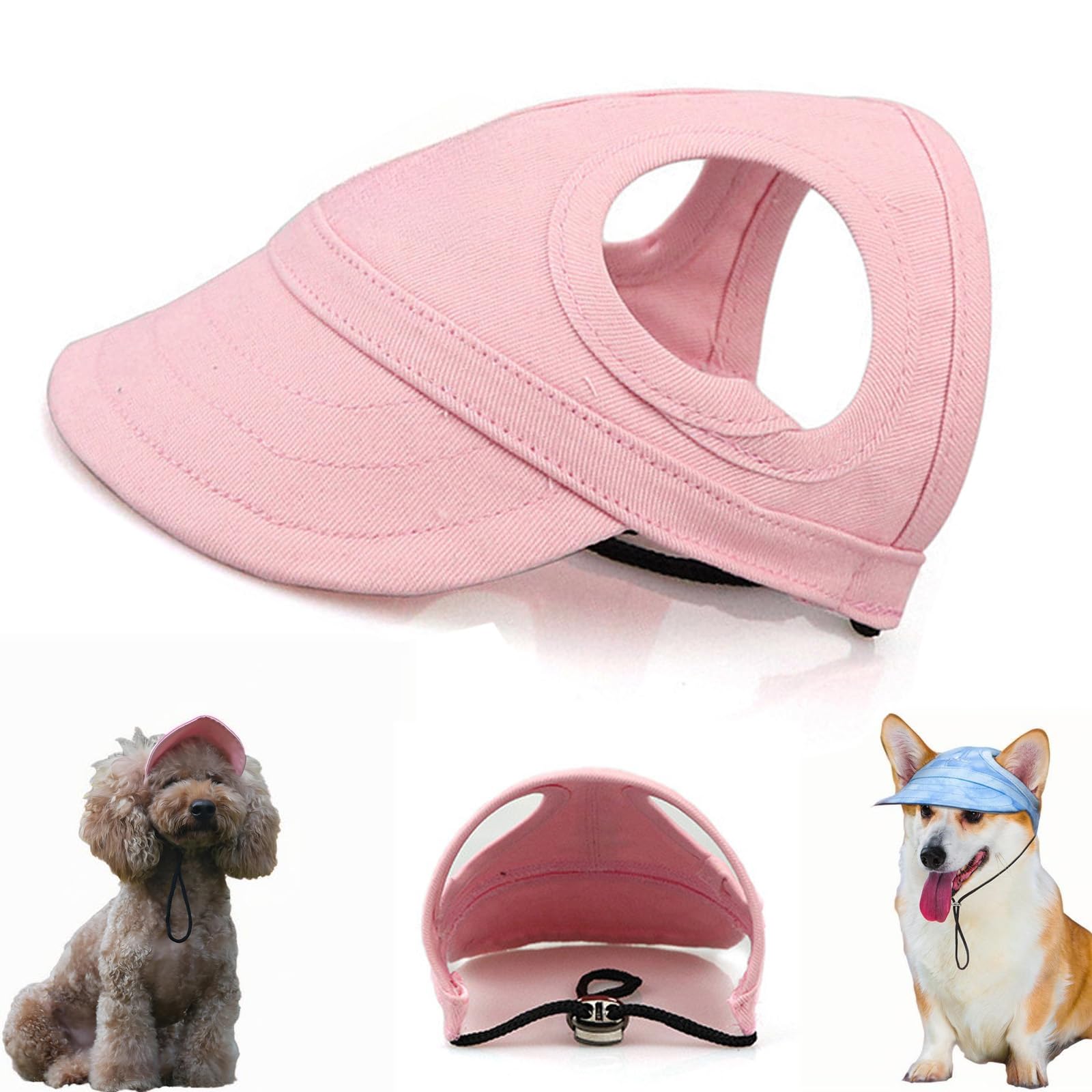 Adjustable Pvc Dog Sun Hat, Personalized Outdoor Sun Protection Hood for Dogs, With Ear Holes, Suitable for All Dogs (pink,Small)