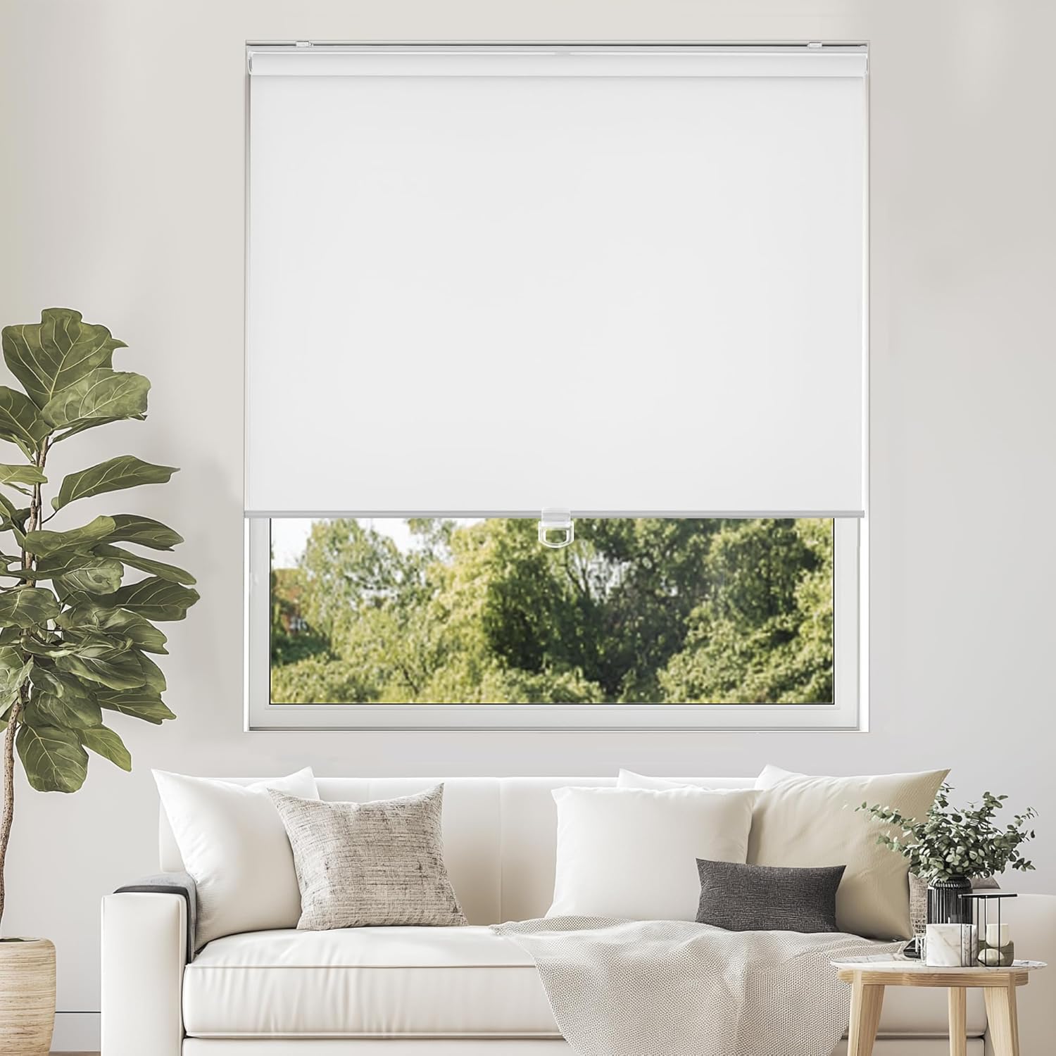 ChrisDowa Cordless Free-Stop 100% Blackout Blinds for Windows, Roller Windows Shades with Thermal Insulated, UV Protection Fabric for Living Room, Office and Home. Easy to Install.White,27" W X 72" H 27"W x 72"H White