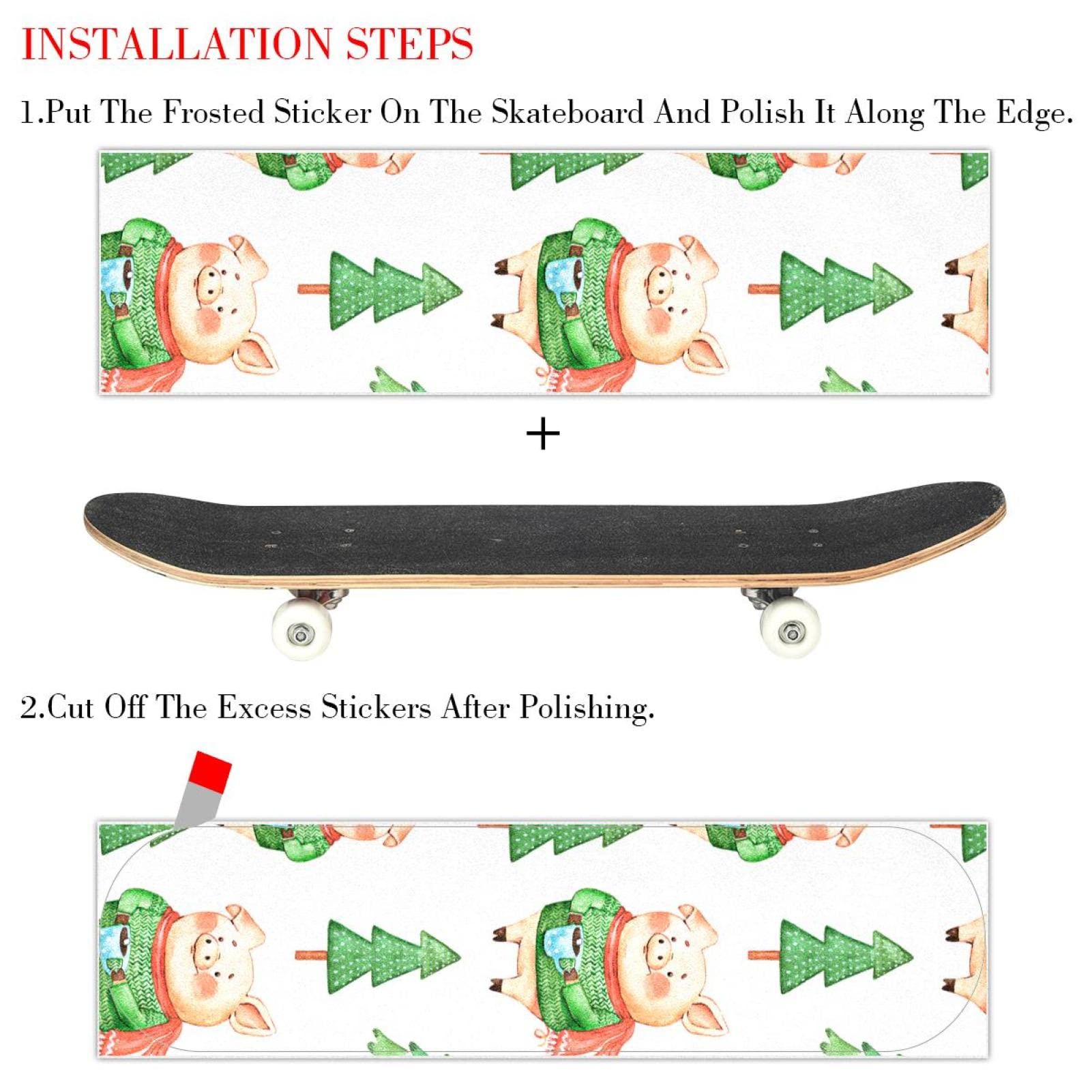 Hero Pig - Lot de 2 feuilles de papier abrasif pour skateboard et longboard - Motif arbre de Noël - Vert