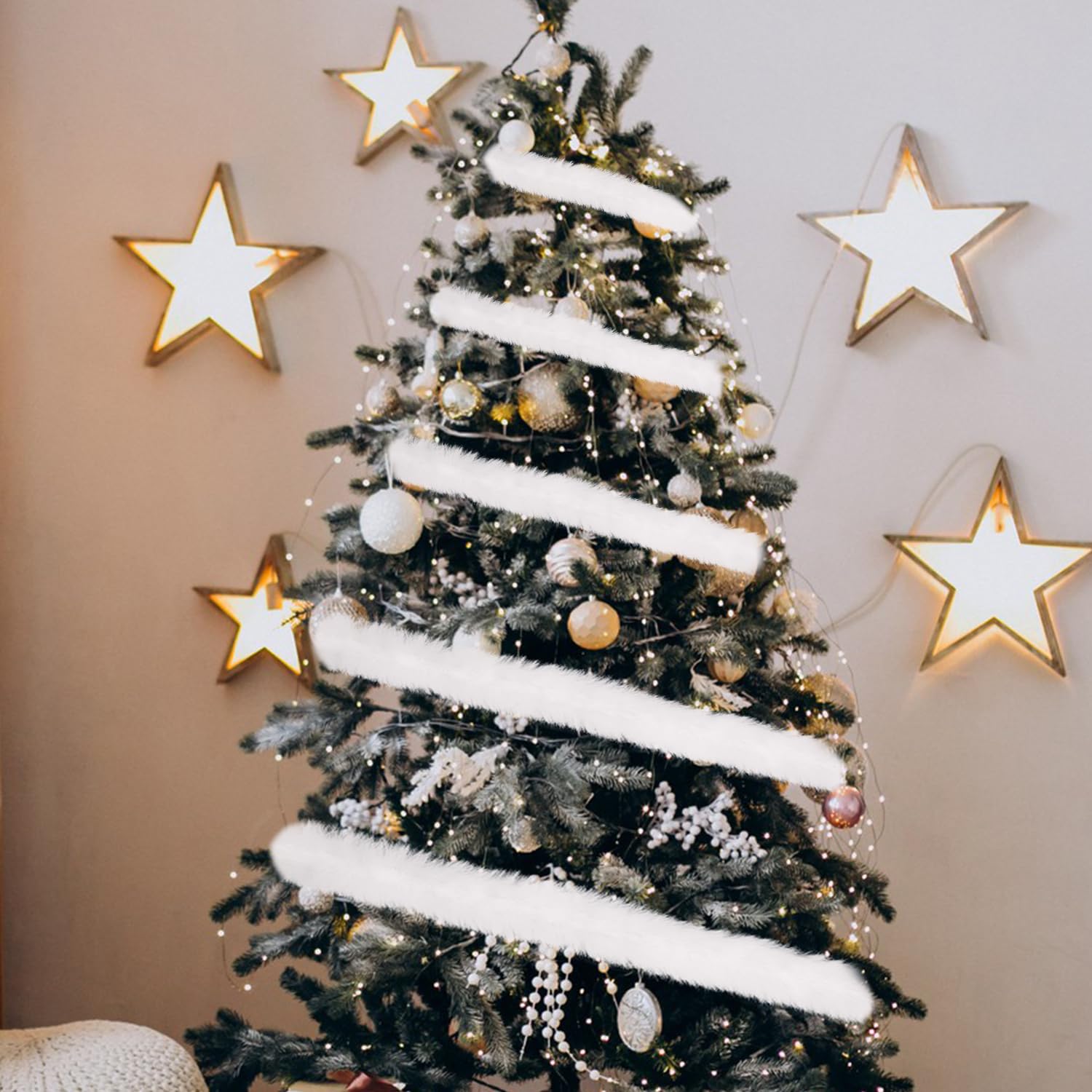 ZHITENG - 4 Bandes En Fausse Fourrure Douce Pour Déco De Noël - 5x150 Cm - Blanc, Kaki, Noir, Gris Foncé