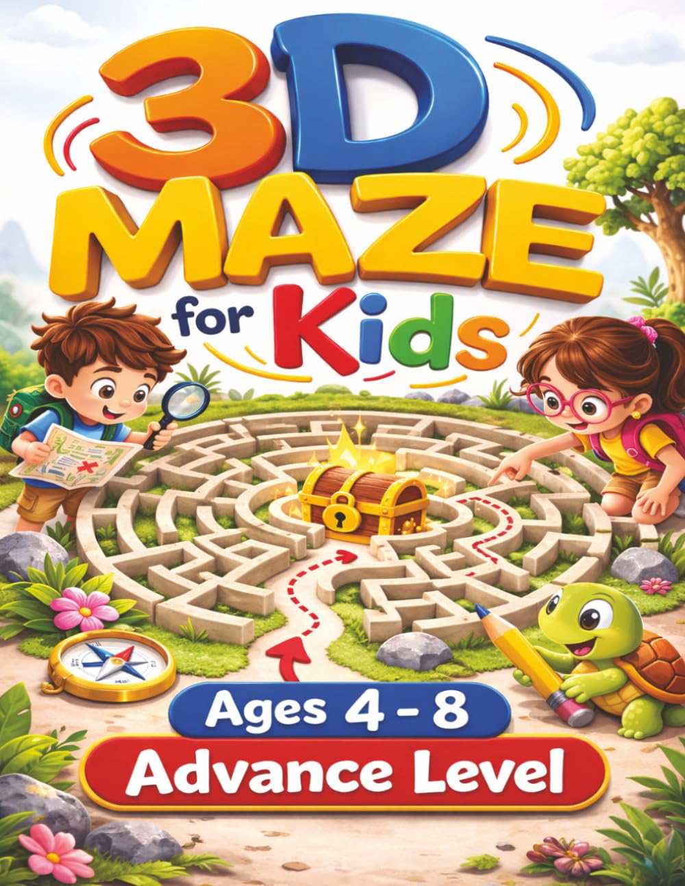 3D Mazes for Kids: Maze Activity Book for Ages 4 – 8 (Puzzle Books for Kids) Advance Level 120 Round 3D Mazes