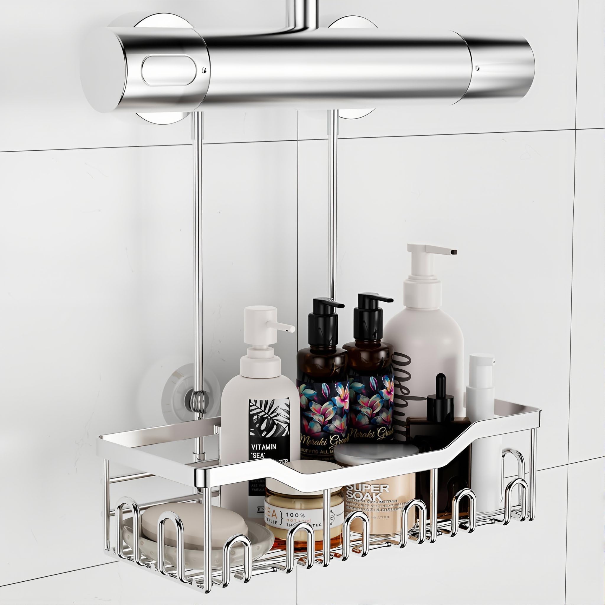 Lot 2 étagères De Douche Sans Perçage - Paniers Organisateur Salle De Bain Adhésifs
