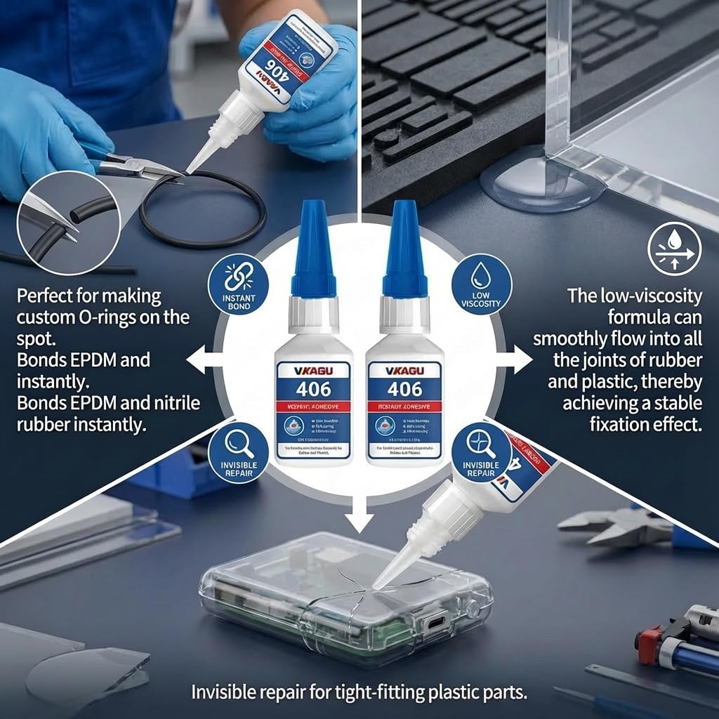 406 Instant Adhesive Super Glue Clear High Strength Rubber & Plastic Bonder 20g 12 Bottles