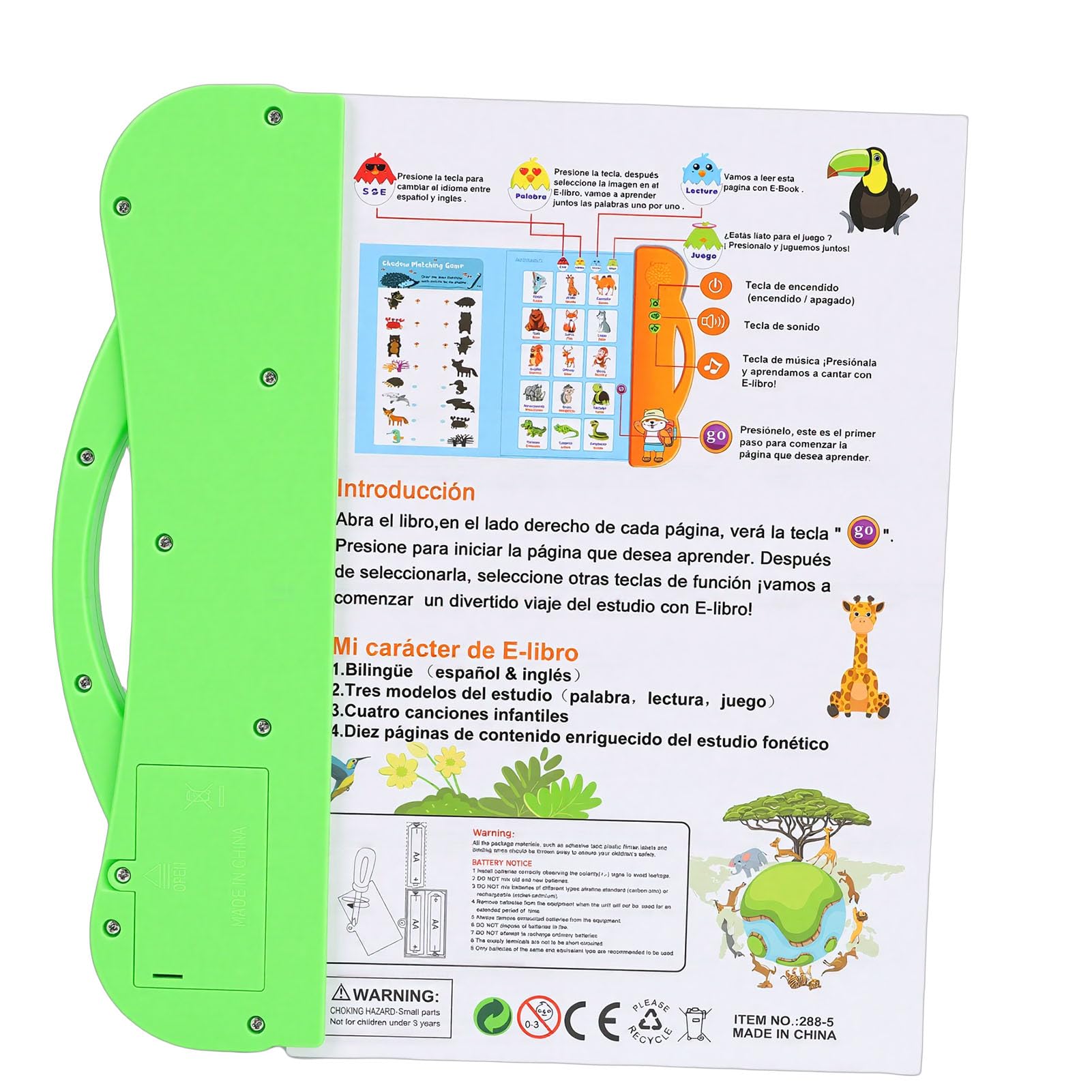 PUSOKEI Toca y Aprende Español Inglés Bilingüe Libro de Actividades Interactivo para Niños, Juguete Educativo para la Adquisición del Lenguaje, Herramienta de Aprendizaje Atractiva para Mentes