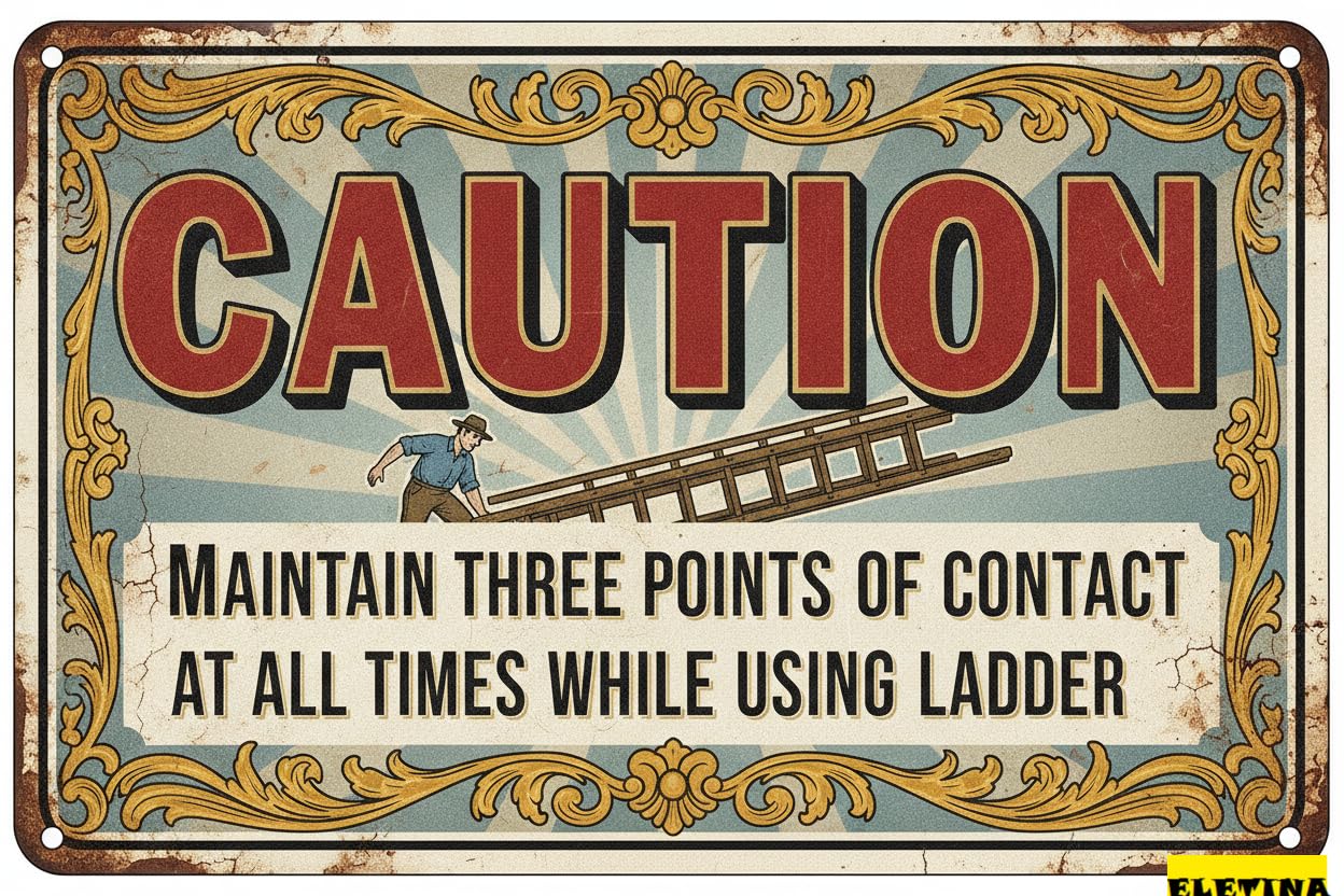 Caution Maintain Three Points Of Contact OSHA ANSI Compliant Scaffold Construction Metal Tin Sign 8x12in
