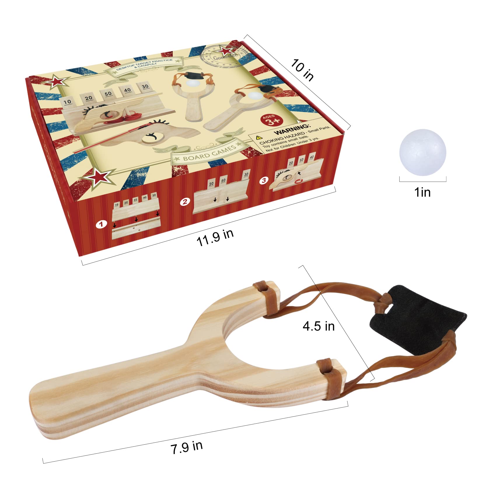 Hölzernes Katapult Spielzeug, Outdoor Schleudern Spiel mit Nummer Zielständer, Schießspiel Geschenk für Kinder Jugendliche Erwachsene Familie Party
