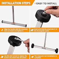 Vista 8 de Toolwiz Magnetic Pick Up Sweeper 17-inch Heavy Duty Magnet Pickup Lawn Sweeper Roofing Tools, 8.8 Lbs Yard Magnet with Telescoping Holder and Wheels