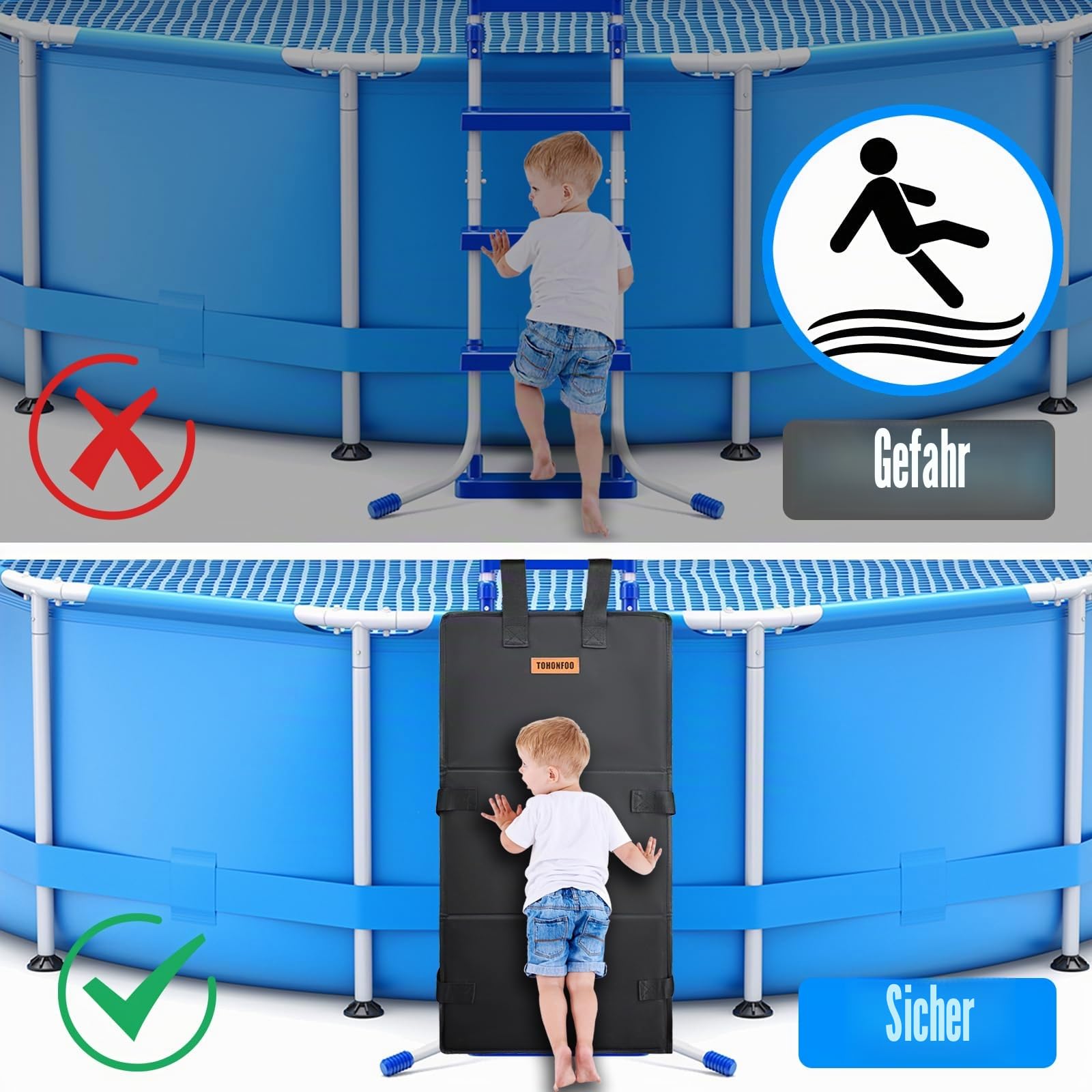 Poolleiter-Schutz, 47,5 x 122,9 cm, Poolleiter-Abdeckung, um zu verhindern, DASS Kinder Leitern Klettern und in den Pool Fallen, Etagenbettleiter-Abdeckpolster, Etagenbett-Leiter-Schutzschutz