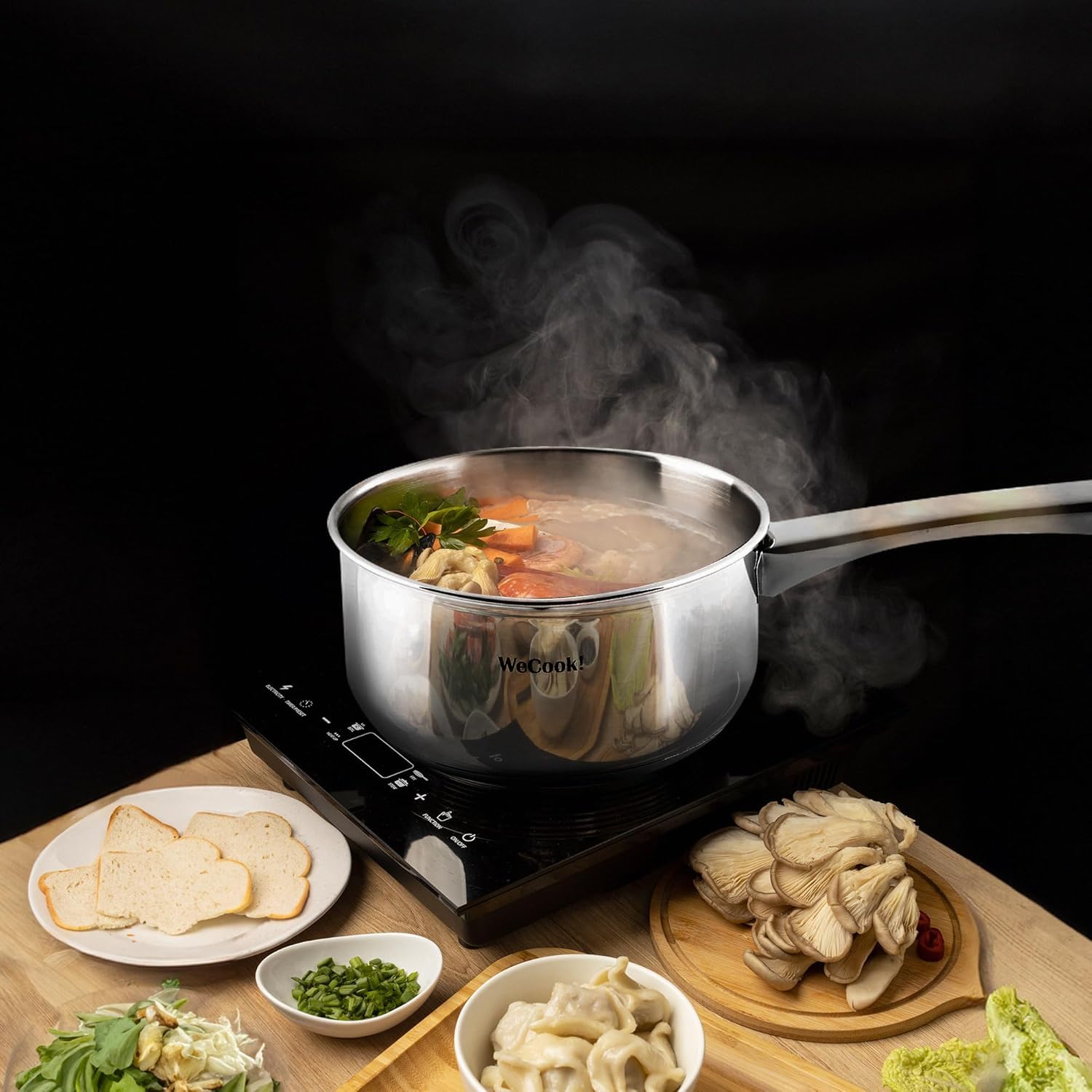 Wecook! Rondel 12 cm, mały, mały garnek indukcyjny 0,7 l, stal nierdzewna, możliwość układania w stos, na małe porcje, do gospodarstwa domowego