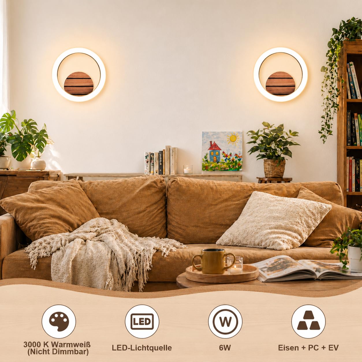 ZMH Applique murale LED 2ER - Applique d'intérieur 20 cm, lampe de couloir,