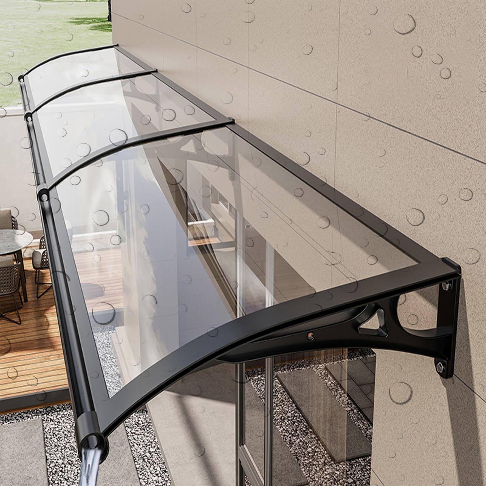 Auvent porte entrée résistant intempéries pour éviter pluie et neige