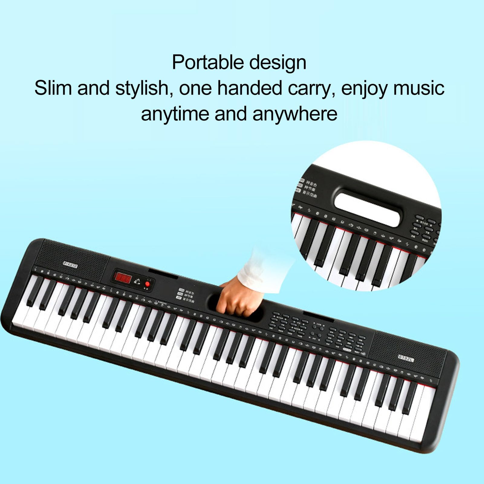 Tastiera per a 61 Tasti, Digitale Elettronico con Altoparlante Incorporato, Supporto per Microfono per Principianti, Bambini e Adulti