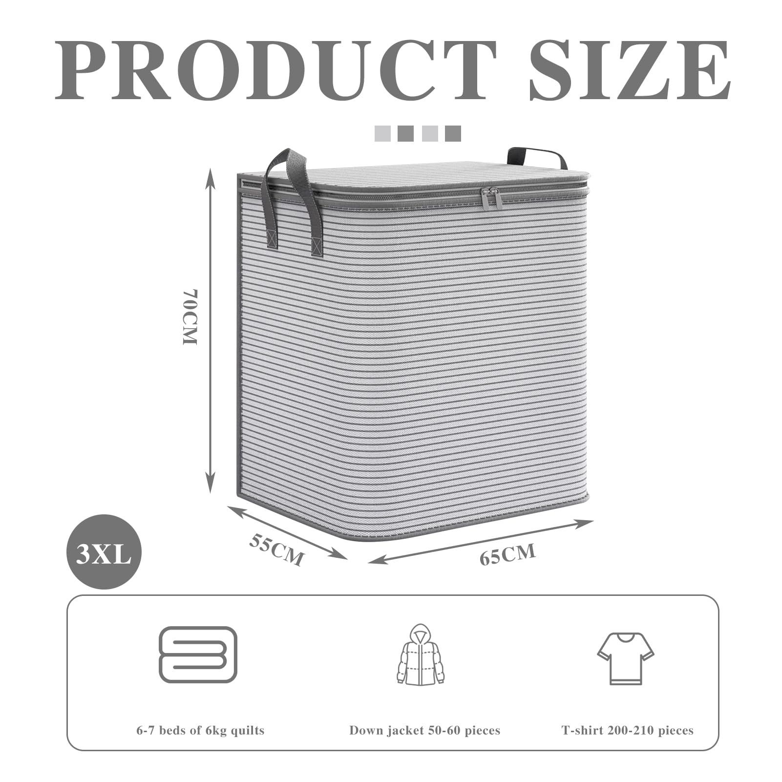 Borsa portaoggetti da 2 pezzi, grande borsa portaoggetti pieghevole con manico e cerniera, scatola portaoggetti sotto il letto 50x30x70CM, custodia per piumini, vestiti, cuscini