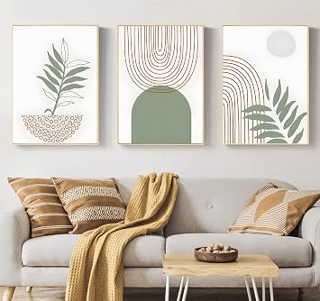 BACJUOPLDArt Boho Abstract Wall Art Print Sage Green Botanical Prints Mid Century Modern Pictures for Wall 16x24inch No Frame