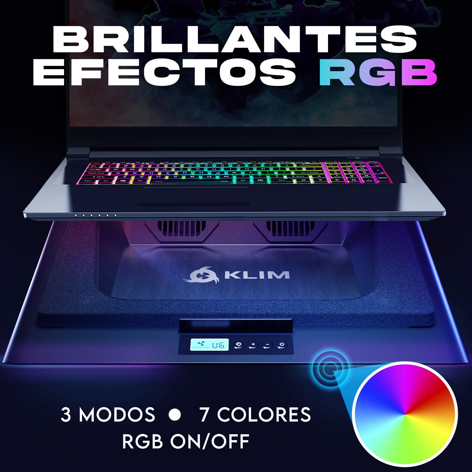KLIM Mistral - Base Refrigeradora Portatil - Nuevo - Potente Ventilador a 4500 RPM - Protege tu portátil Gaming y Aumenta su Rendimiento - Compatible de 15 a 17 Pulgadas
