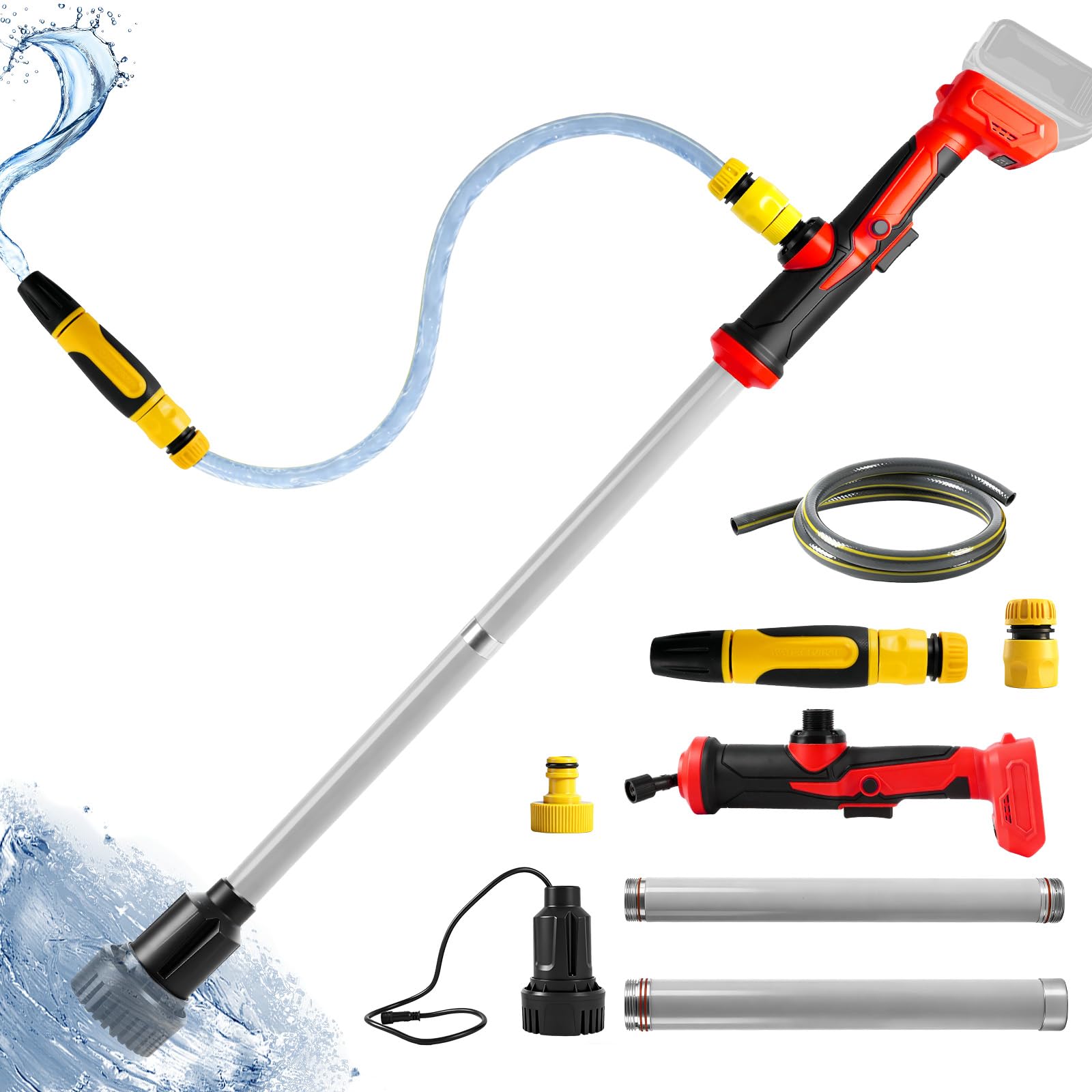 Cordless Stick Water Transfer Pump for Milwaukee M18 Battery, 1400GPH Brushless Water Pump with 10FT Lift Distance, 39.5" Suction Depth, Electric Water Pump for Pool Garden Pond (No Battery)