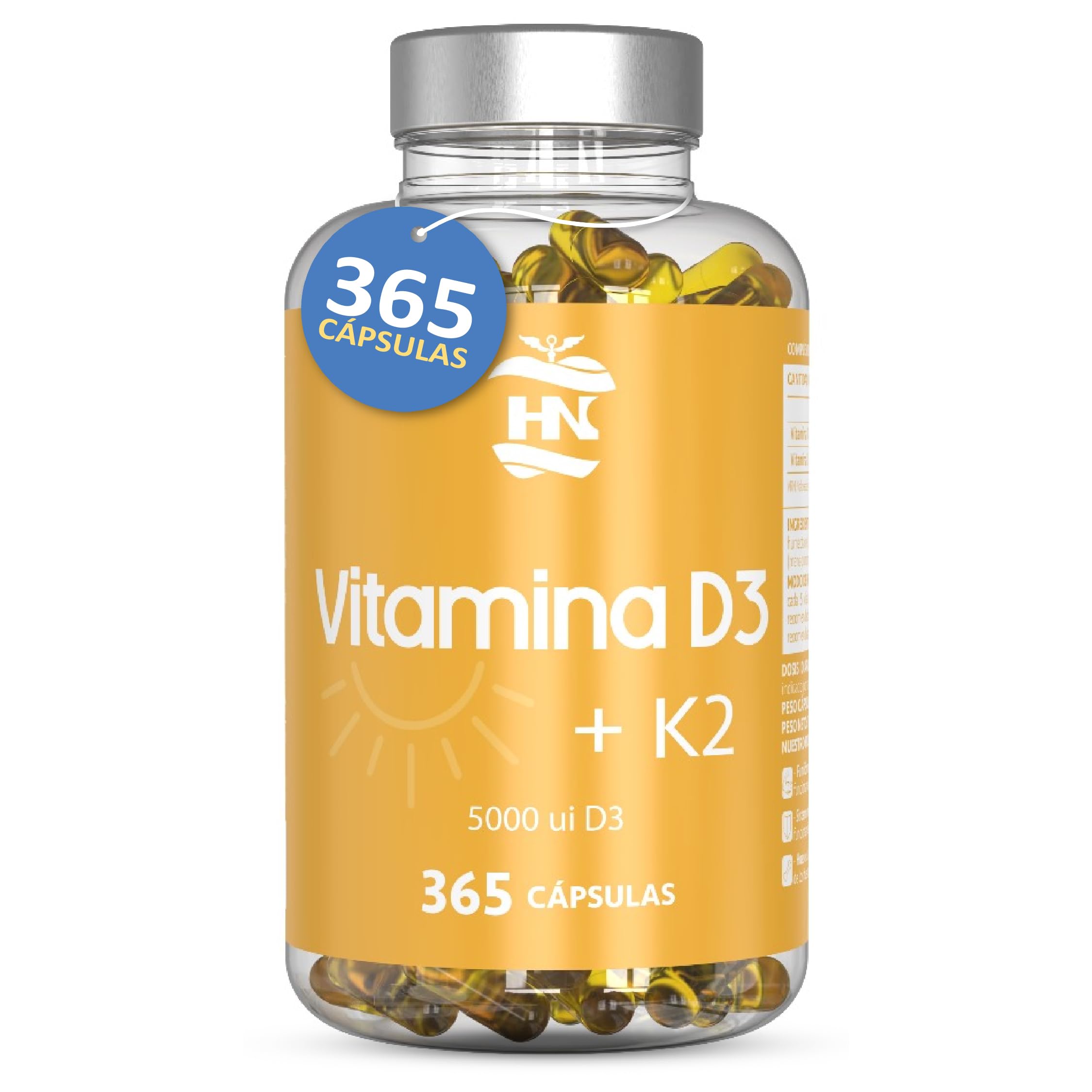 Vitamine D 5000 UI Vitamine D3 K2. 365 Capsules