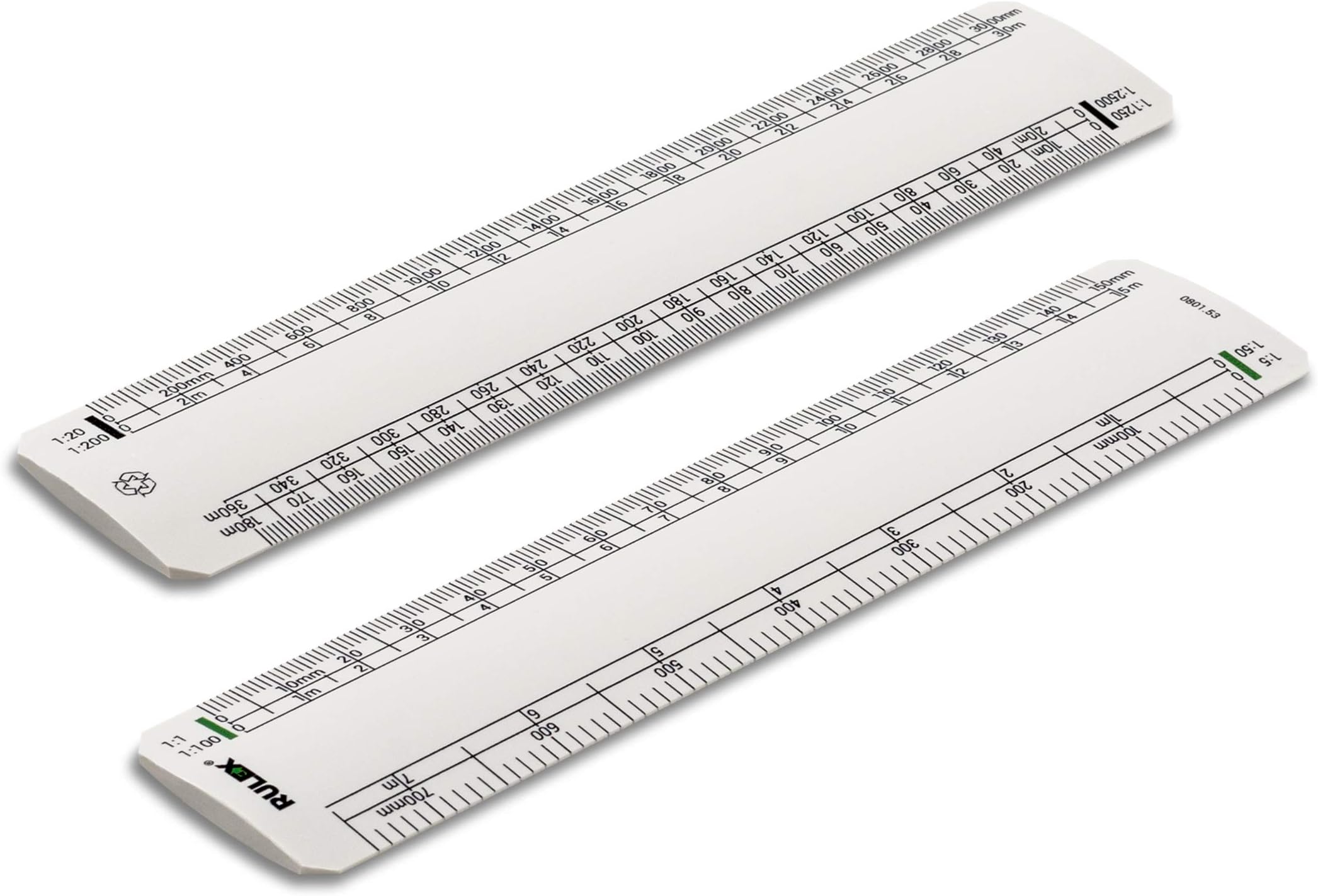Recycled 15cm 6 inch Flat Oval Metric Scale Ruler 1:1 1:100 1:5 1:50/1:20 1:200 1:1250 1:2500