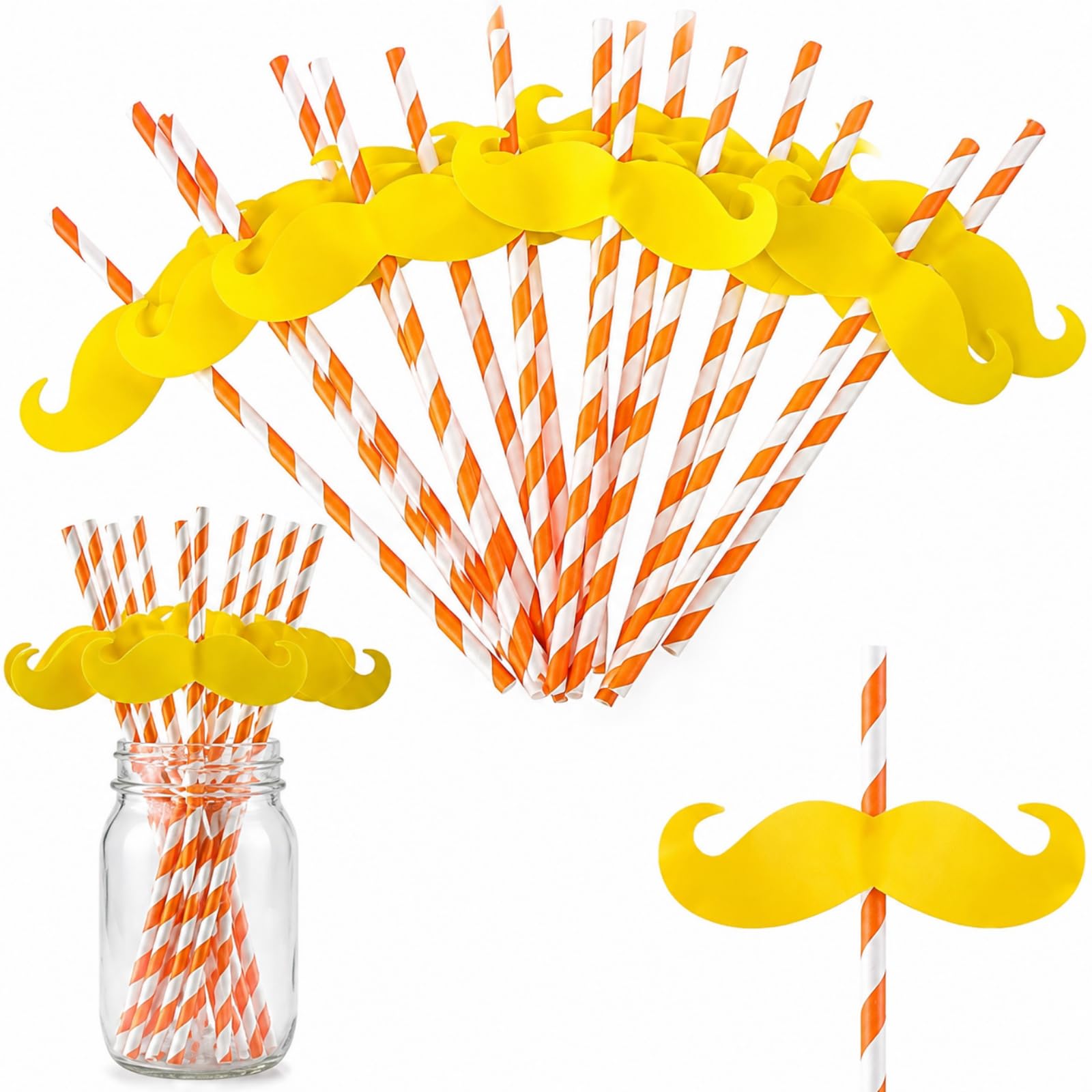 Photo 1 of Remerry Mustache Straws - 50 Count