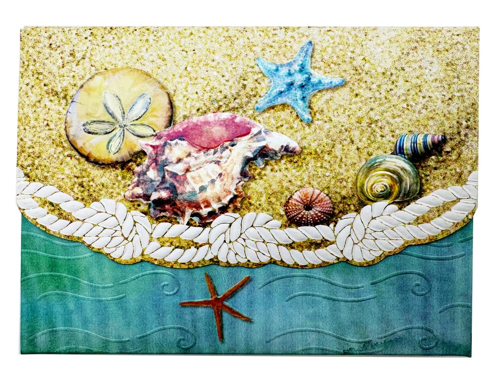 Poster Foundry Set of 3 - Seashells Boxed Note Cards by Carol Wilson. 10 embossed 4x5 Die-Cut Notecards and Matching Envelopes in Decorative Gift Box with Magnetic Flap. NCP2343