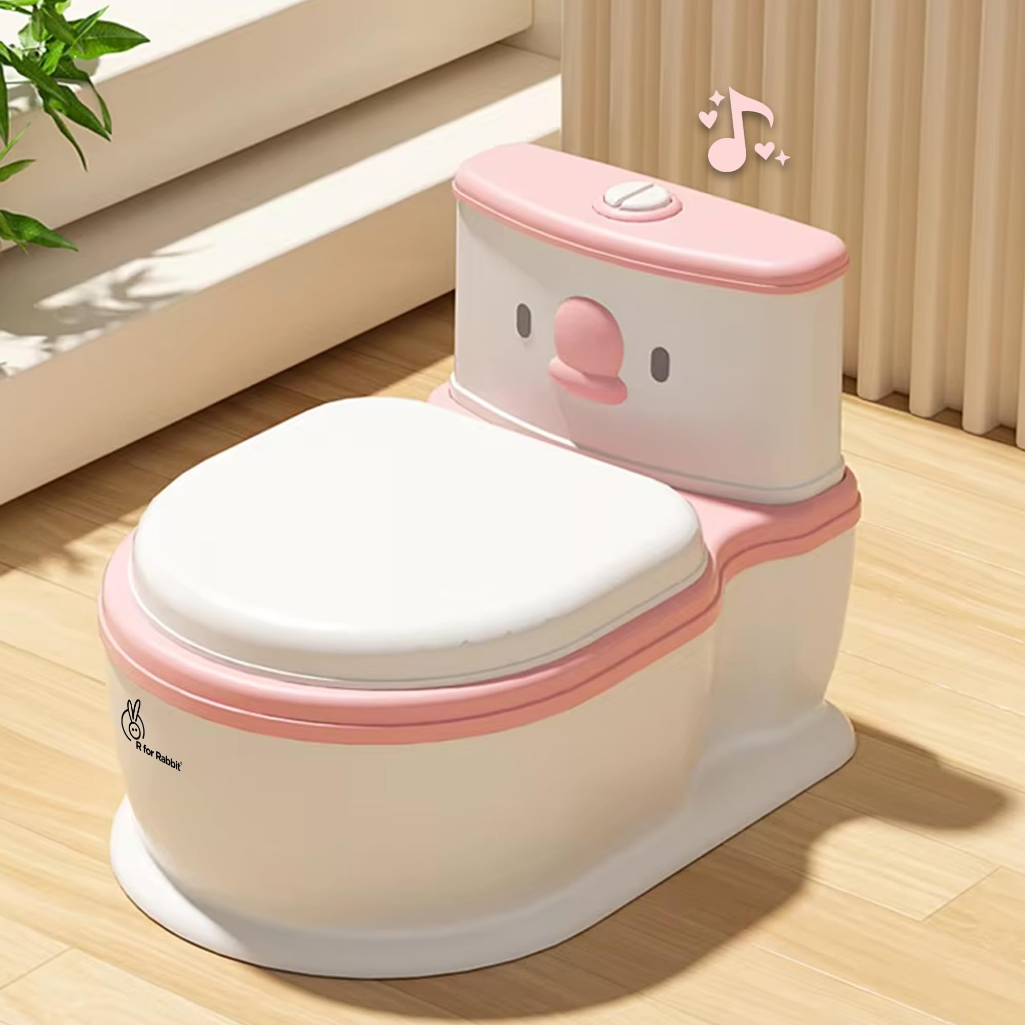 R for Rabbit Little Grownup Pixie Potty Seat with Music Comfortable Potty Training Sidekick Ergonomic Backrest Tissue Storage for Baby/Infant/Kids Weight Up to 50 kg 1 to 7 Years (White Pink)-image-29