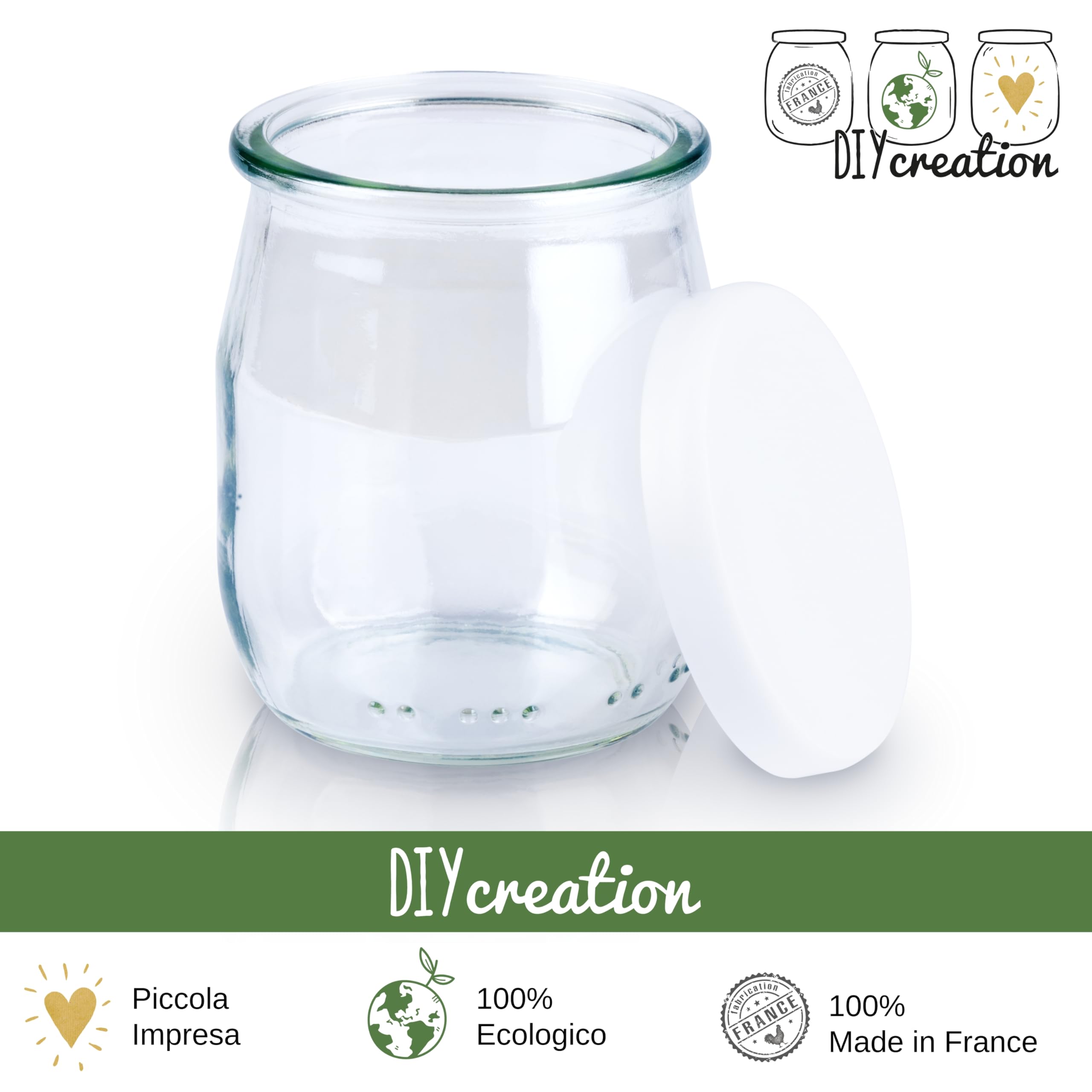 12 Vasetti in Vetro per Yogurt con Coperchi ermetici per Yogurtiera - Robot (Bimby, Magimix,ecc.) - Vasetti Vetro piccoli per neonati - fabbricazione francese - 125 g/143 ml