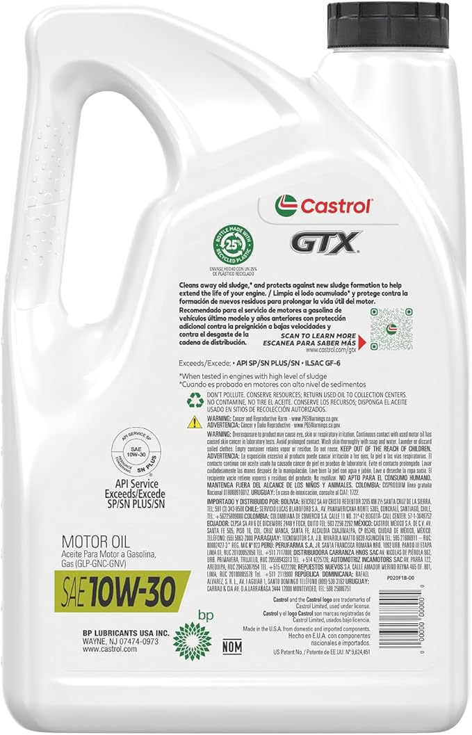 Castrol GTX 10W-30 Aceite de Motor Convencional 5 Cuartos miniatura 3