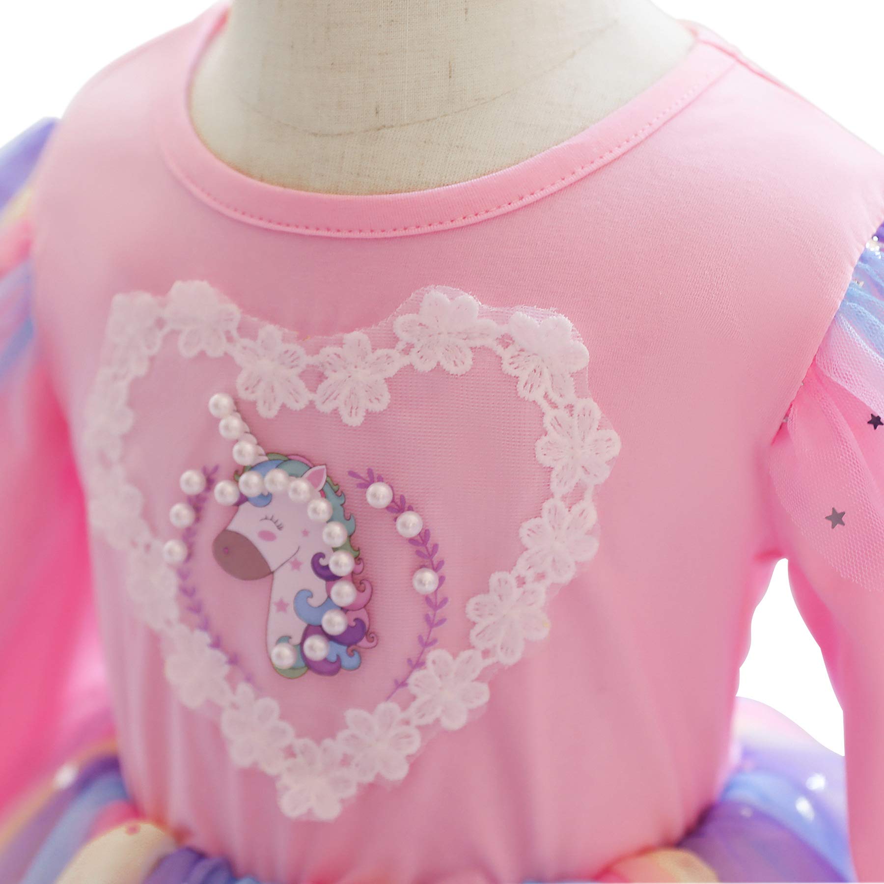 Niñas Vestidos Manga Larga Cumpleaños Niños Vestido Arco Iris Lentejuelas Jersey Vestidos Princesa