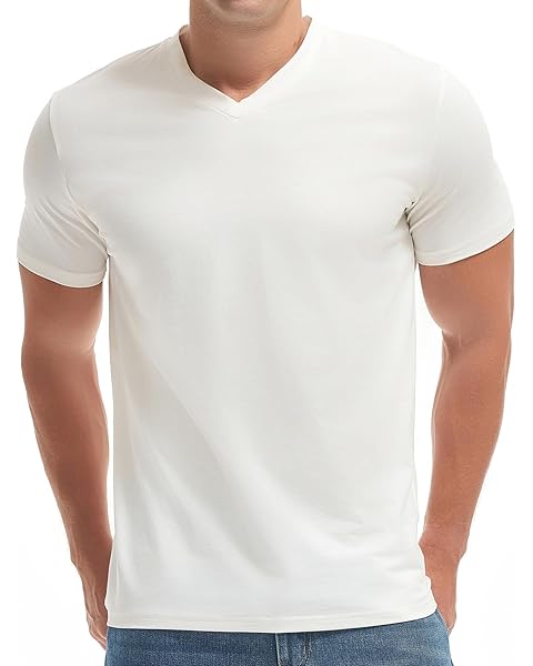 VEIISAR Premium V Neck T Shirts for Men - Modern Fitted Tees Vneck Undershirts