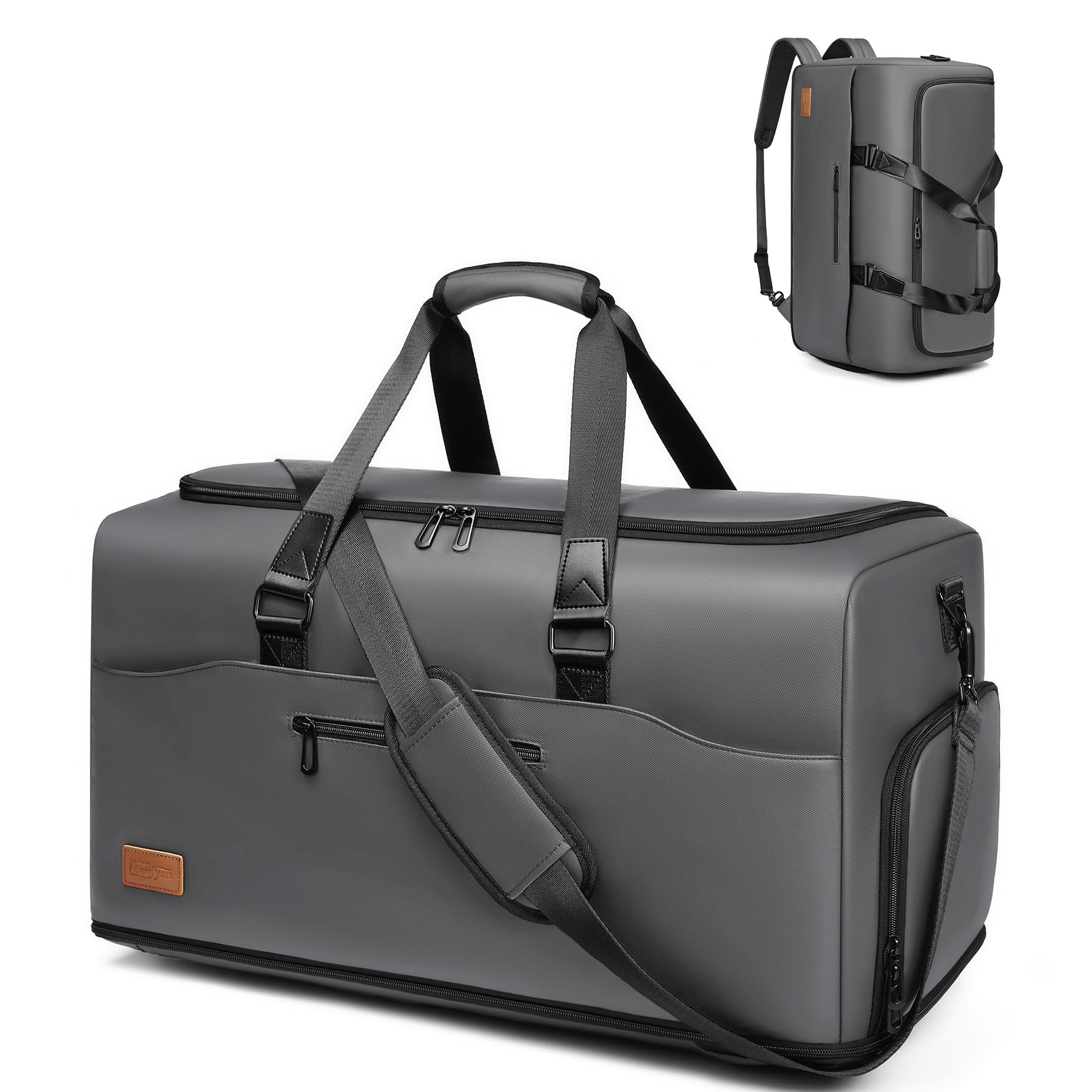 Duffle Bag for Travel,55L Travel Bag for Men with Shoe Compartment,Water Resistant Overnight Weekender Bag with Expandable, Grey, Fashion, Business, Practical