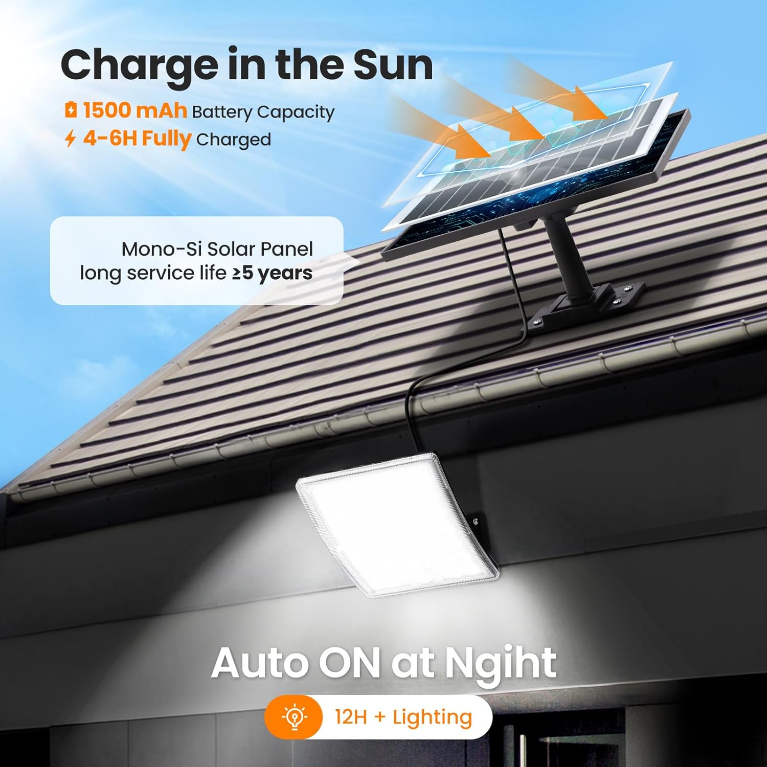 Solar Lights Outdoor Waterproof, Motion Sensor Outdoor Lights, 3 Modes 184 LED 150% Bright Upgraded Convex Lens 16.4 Ft Cord, Dusk to Dawn Solar Flood Light for Porch, Patio, Yard, Garage