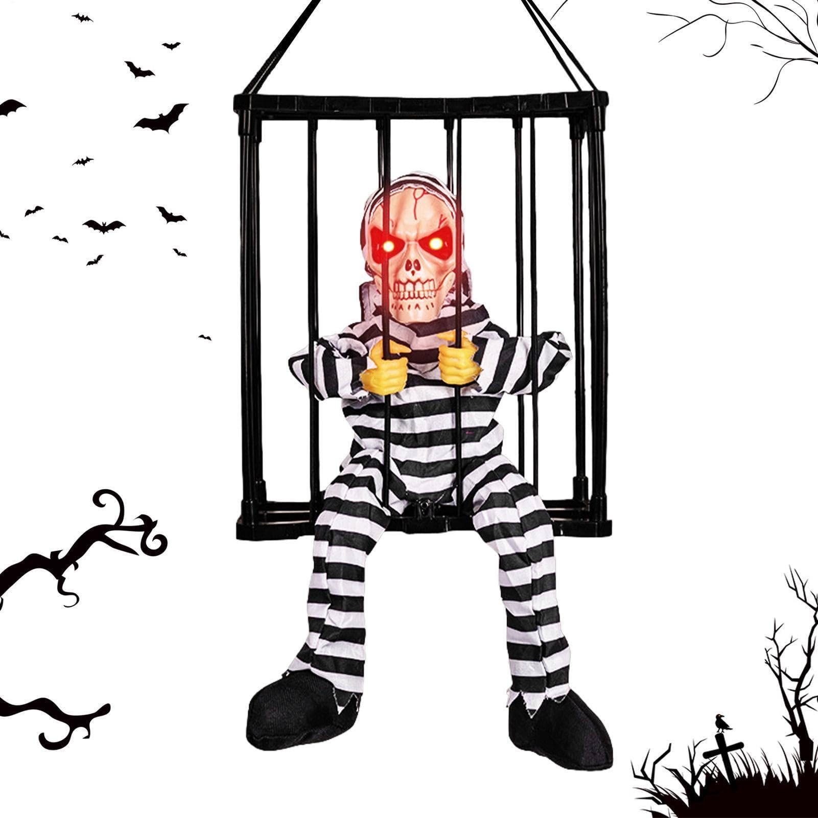 Prisionero parlante de Halloween con gritos automáticos y luces por sensor de movimiento