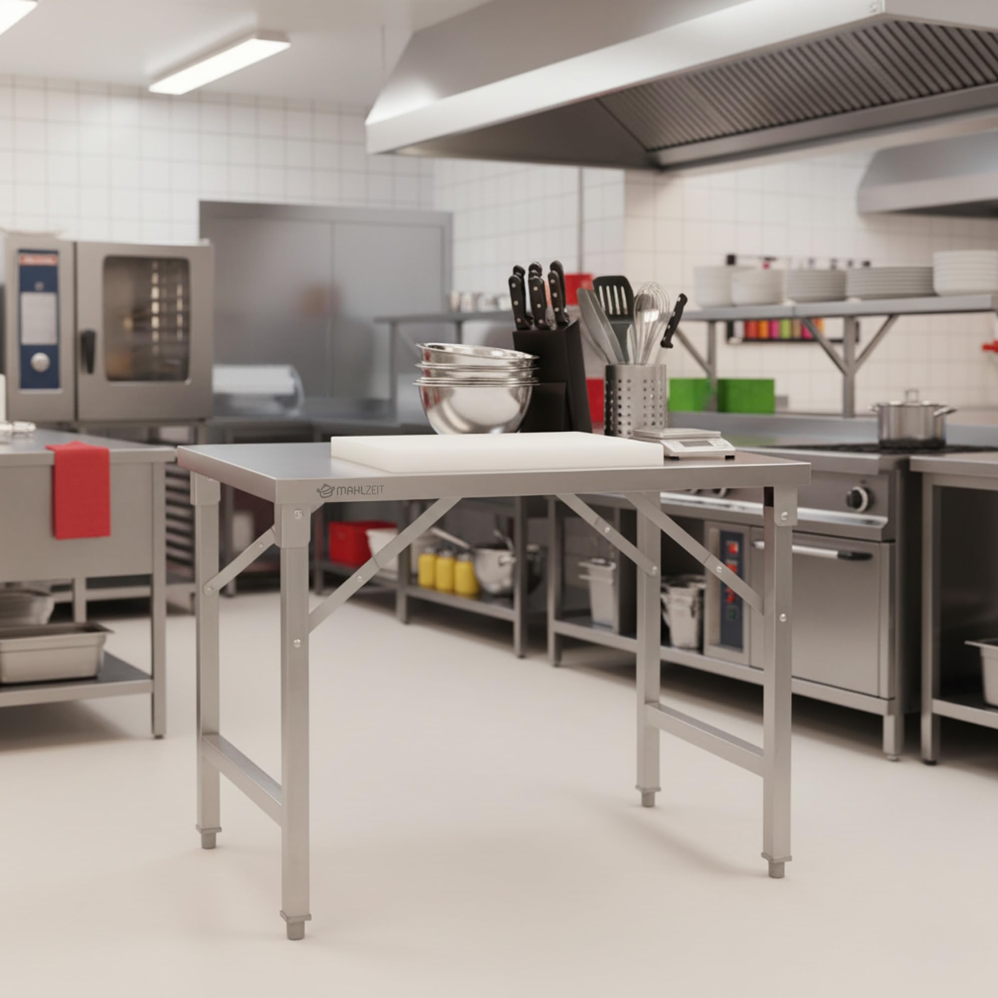 Mahlzeit Mesa de Acero Inoxidable Plegable para Preparación de Alimentos | 100 x 70 x 80 cm | Gastronomía, Catering, Jardín, Mueble de Cocina, Mesa de Bricolaje INOX