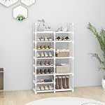Shoe Rack 8-Tier Shoe Storage Shelf, 30 Pairs Metal Shoe Storage Rack Organizer, Space Saving Tall and Boots Storage Shelf Holder for Entryway, Corridor, Garage White