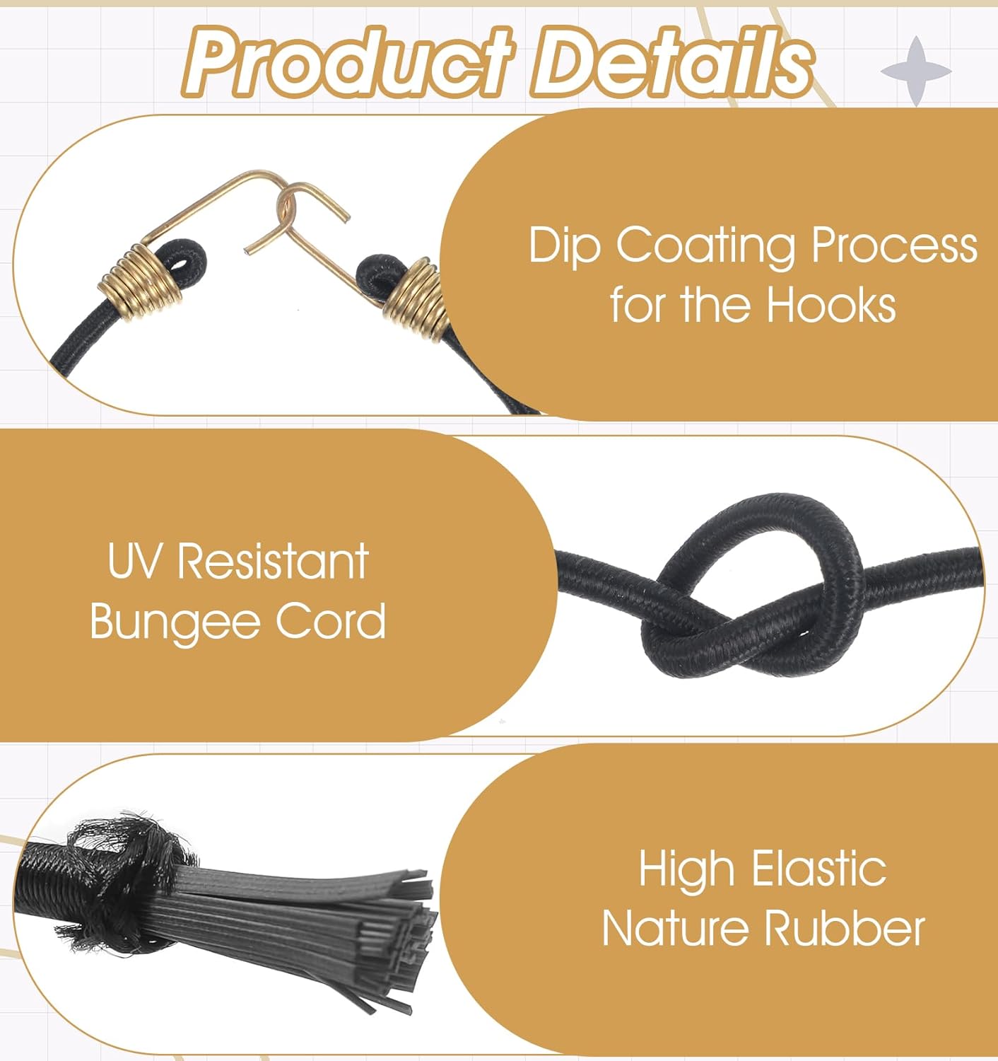 18Pcs 10 Inch Bungee Cords with Hooks, Versatile for Outdoor Camping Tarps Tents Hiking Hunting Trucks Boats