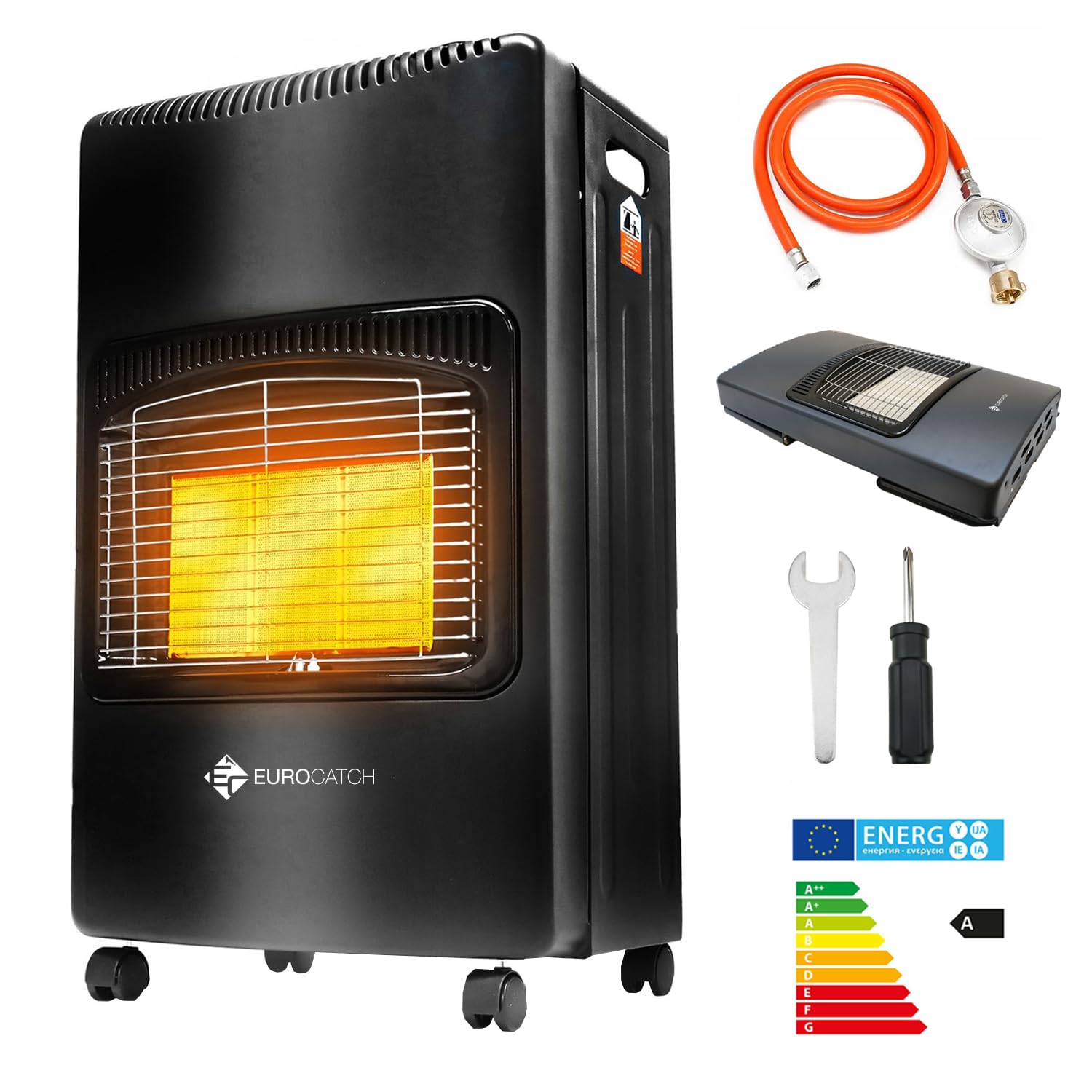Calentador de gas - Calentador móvil incl. Manguera y regulador de presión - Negro - 4200W