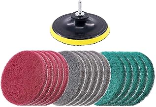 16 almohadillas de limpieza de 5 pulgadas de 3 colores diferentes, cepillo alimentado por taladro, almohadillas de limpieza para azulejos, almohadillas de pulido abrasivas, 1 accesorio de gancho para