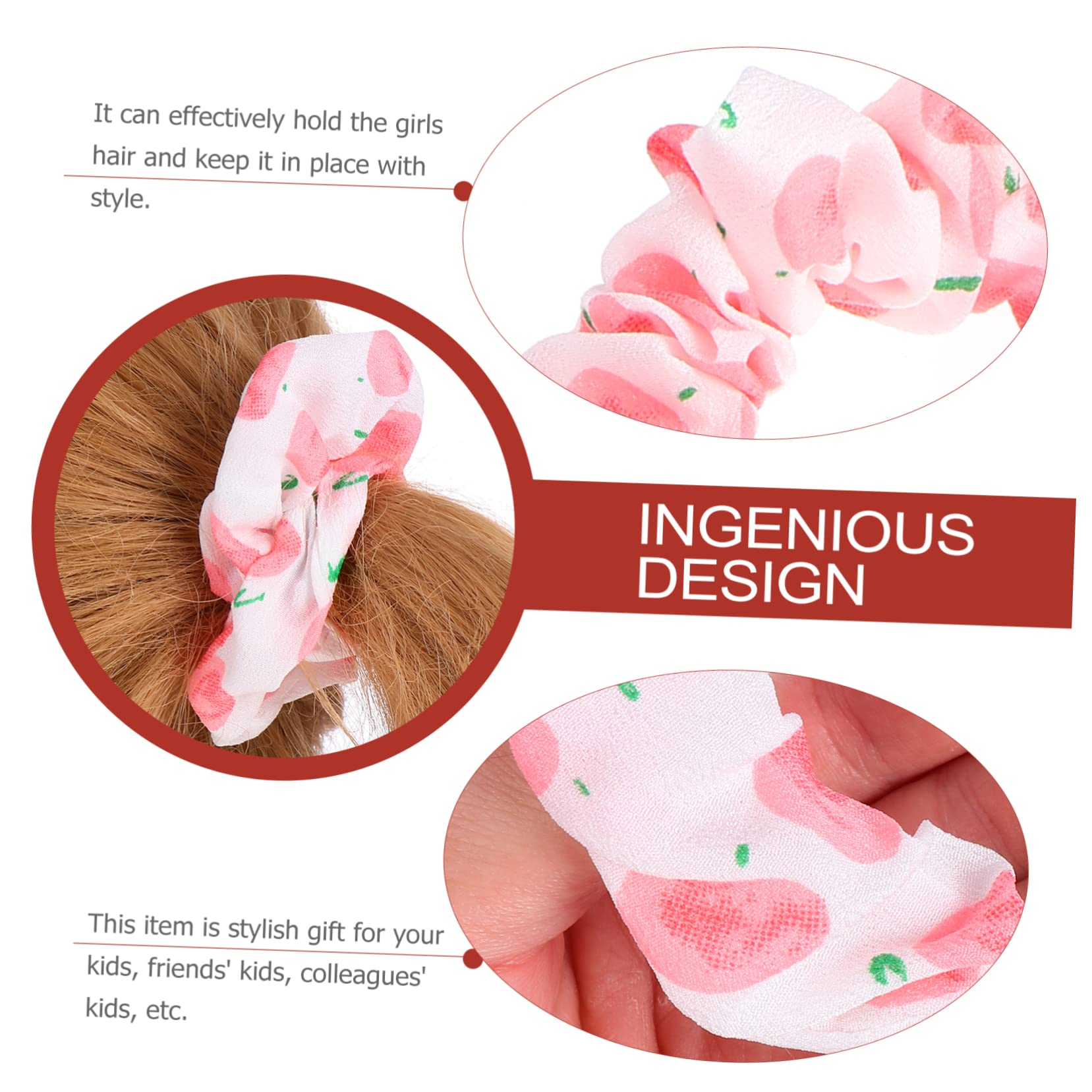 48 Piezas Anillo De Pelo De Salchicha De Frutas Accesorios Para El Cabello De Fresa Bandas Elásticas Para El Cabello Scrunchy Pelo De Gasa Accesorios Para El Cabello Infantil Tela FRCOLOR