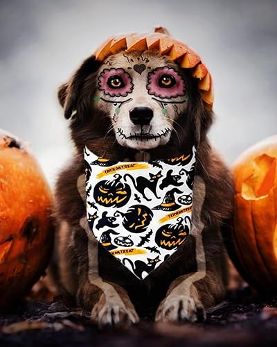 Miniatura 7 de 2 pañuelos de Halloween para perros juego de bufandas reversibles de doble cara para fiesta de cachorros, baberos triangulares para mascotas,