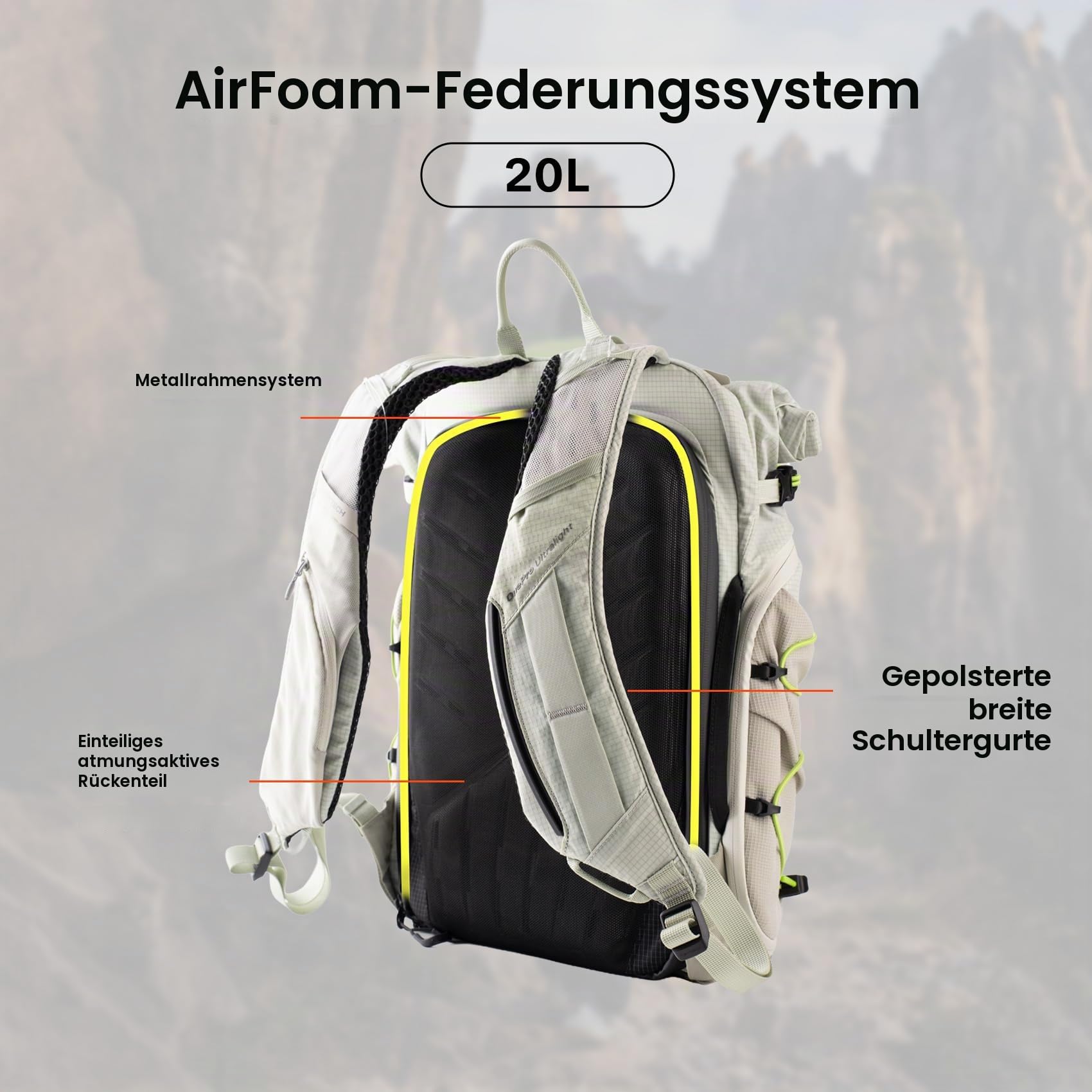 PGYTECH OnePro Ultralight Outdoor Wasserdichter Kamerarucksack 20L, Schwarz | AirFoam Tragesystem, Schnellzugriff, 14 Zoll Laptopfach, Leichte Fotorucksack für DSLR/Drohnen/Systemkameras