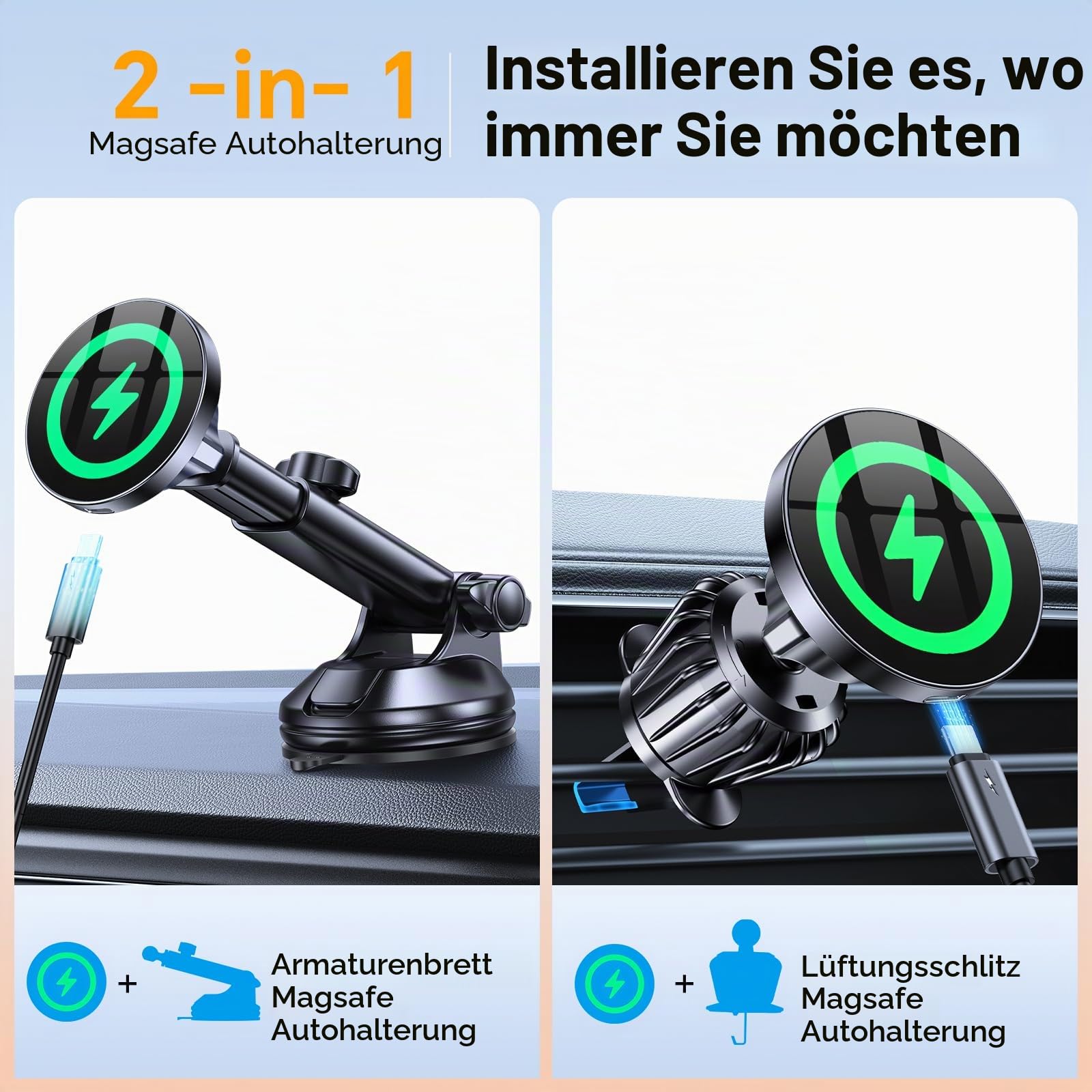 für Magsafe Autohalterung mit Ladefunktion【100% stabil】15W Handyhalterung Auto MagSafe Autohalterung Ladegerät【Lüftung Armaturenbr】Wireless Magnetische Auto Handyhalterung für iPhone Air 17 16 15 14