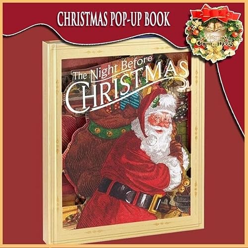 Miniatura 6 de The Night Before Christmas - Libro emergente, juego de juguetes de Papá Noel, ilustración 3D con luz y sonido, libro de cuentos de música de