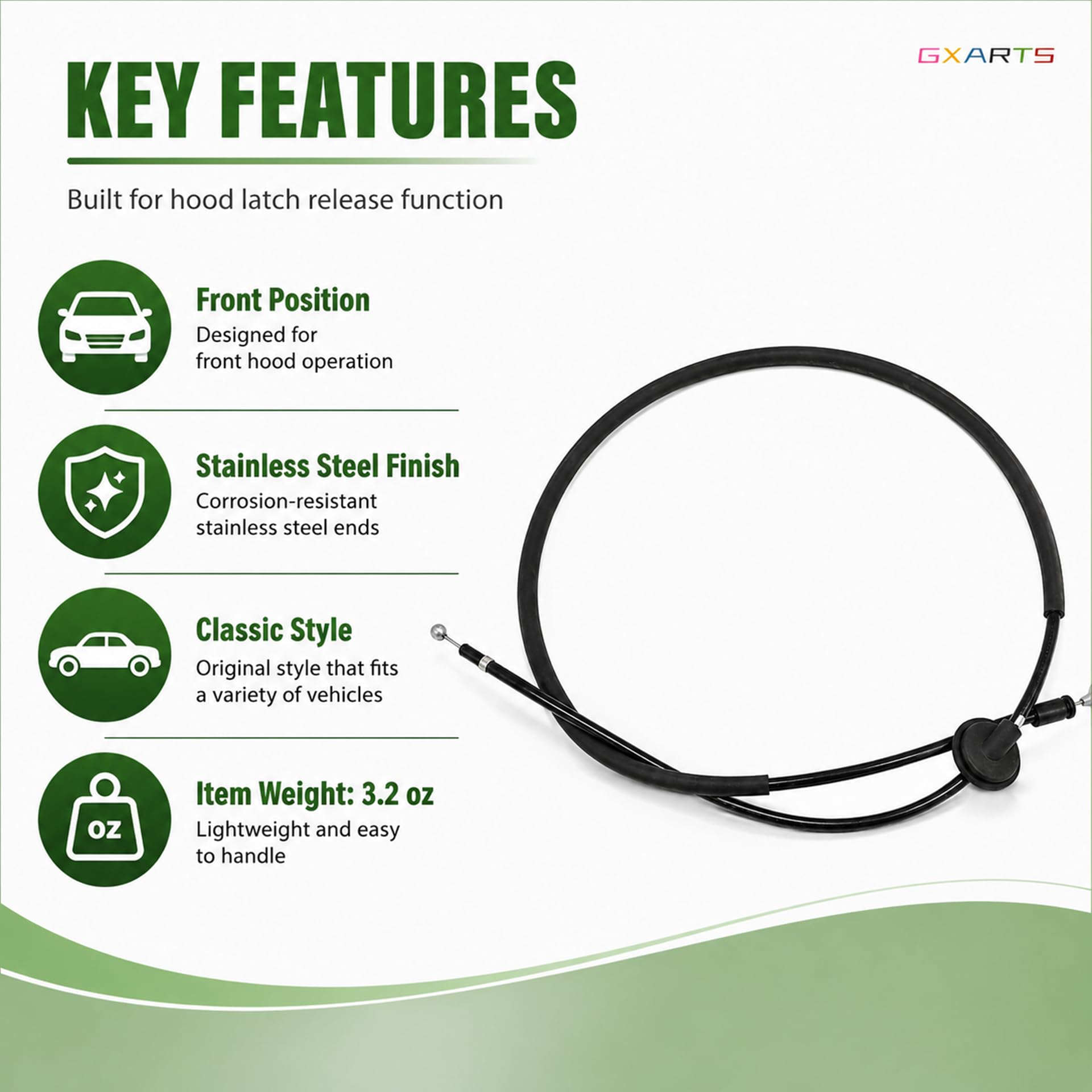Amazon.com: GXARTS Hood Latch Release Cable 3CM823535 3CM-823-535