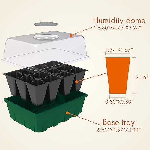 Miniatura 38 de Gardzen Juego de 10 propagadores de jardín, kits de bandejas de semillas con 400 celdas, bandeja de inicio de semillas con cúpula y base de 15 x 9