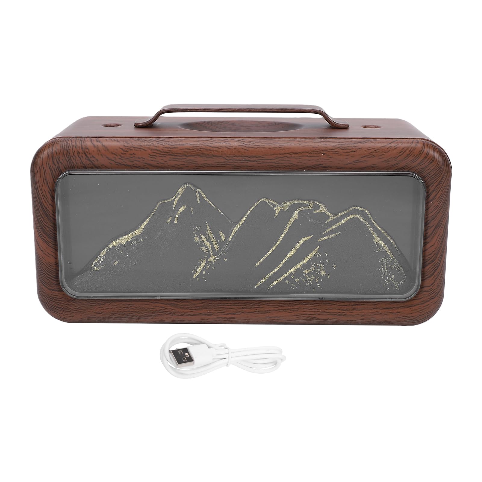 Buachois Diffusore Aromaterapia Umidificatore 600ml USB Luce Montagna (Grano di legno scuro)